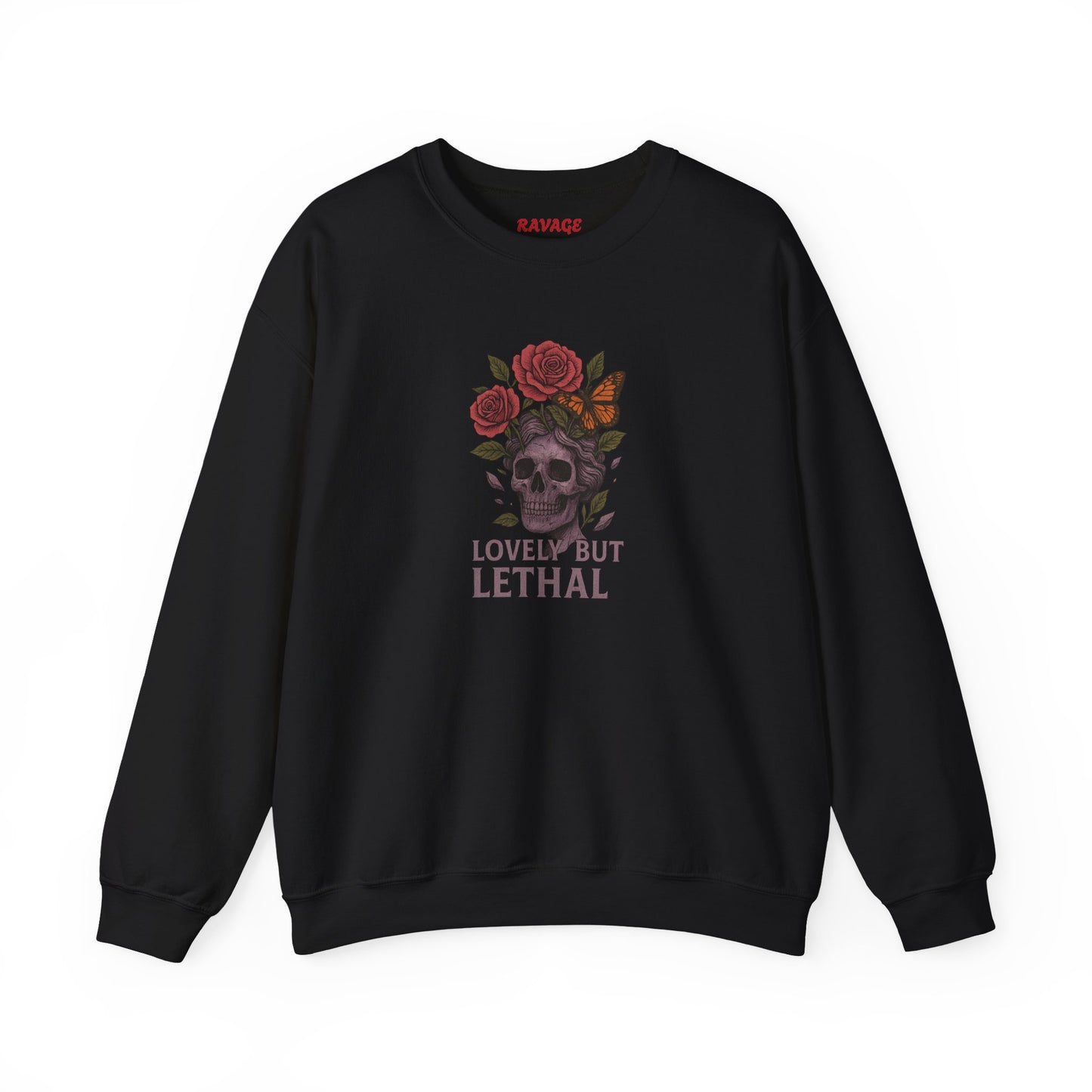 LOVELY BUT LETHAL Unisex Crewneck Sweatshirt – Heavy Blend Pullover for Casual Wear | Cozy Streetwear Gift for Her, Feminist Fashion Statement