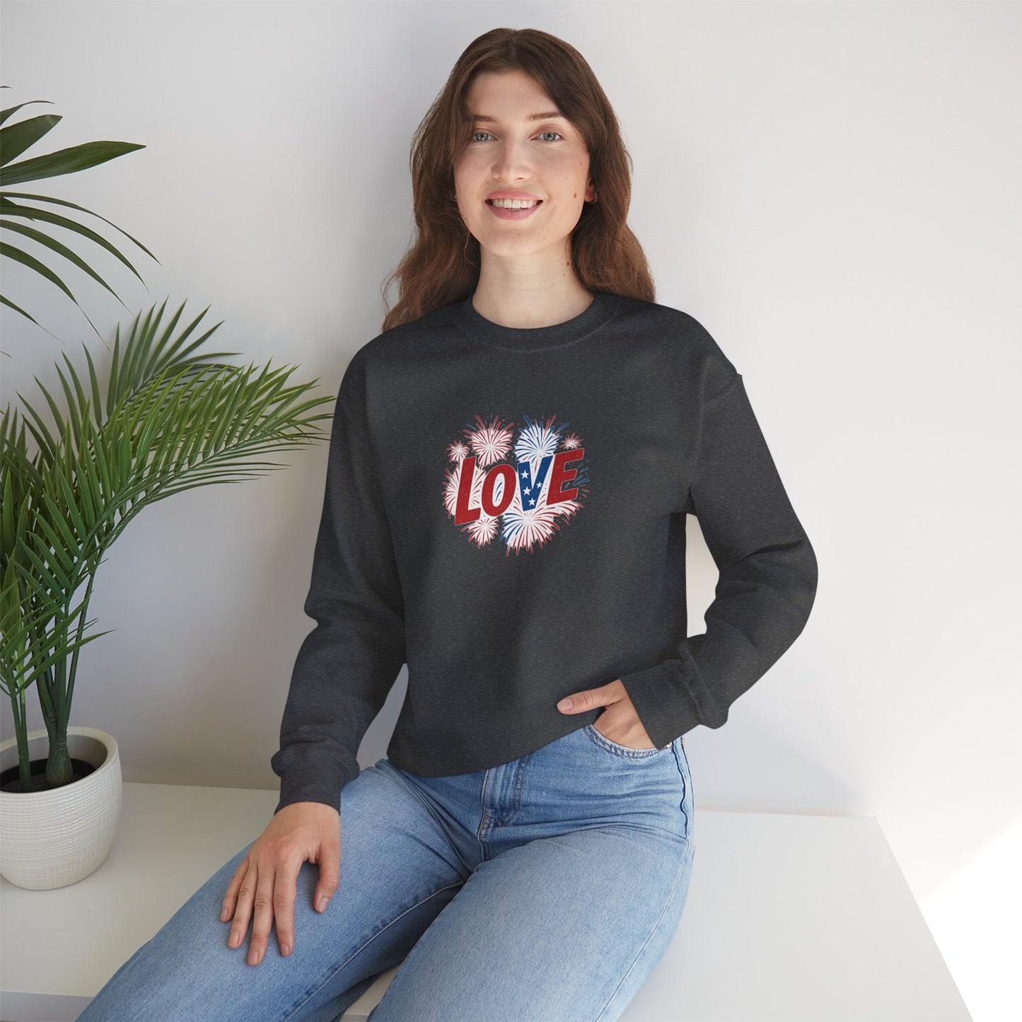 Patriotic Love Sweatshirt | Unisex Crewneck, Cozy Top for Celebrations, Gifts, Independence Day, Casual Style, Everyday Comfort