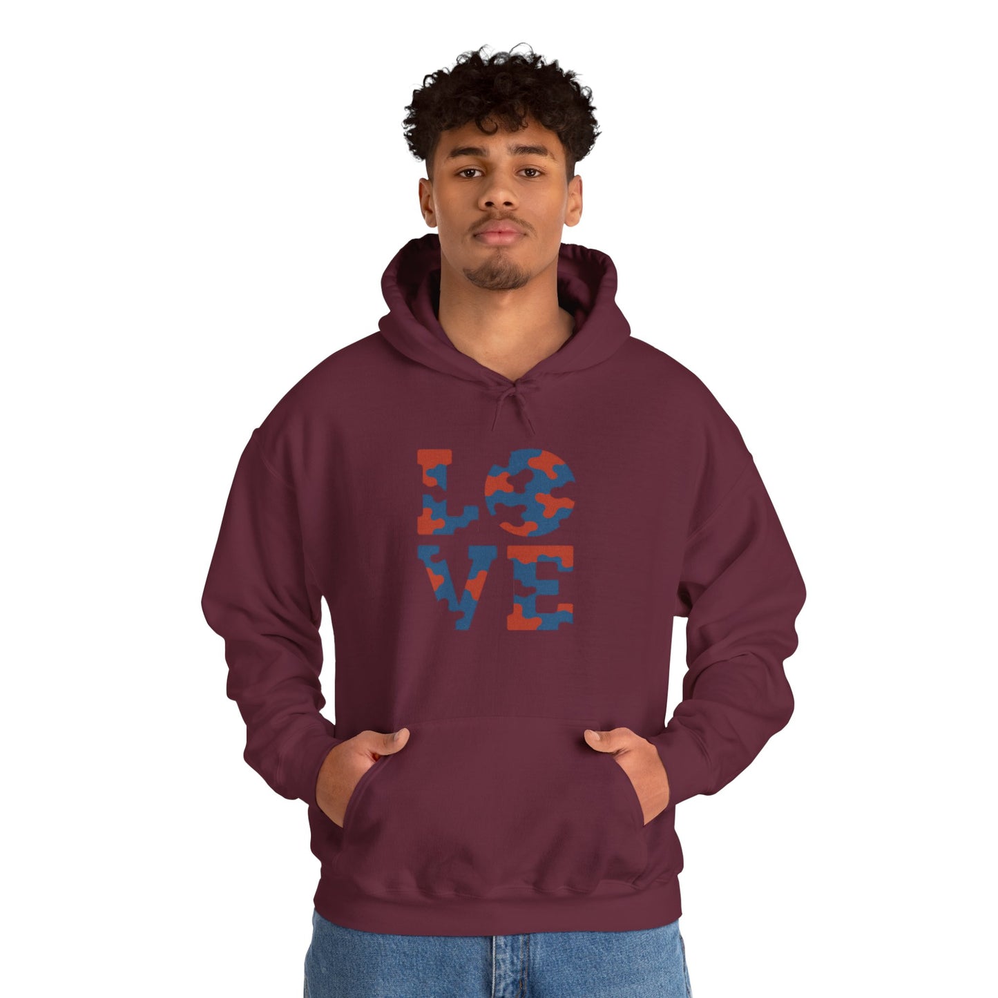 Unisex Hooded Sweatshirt with 'LOVE' Design - Cozy Gift for Friends, Valentine's Day, Casual Wear, Relaxation, Everyday Use