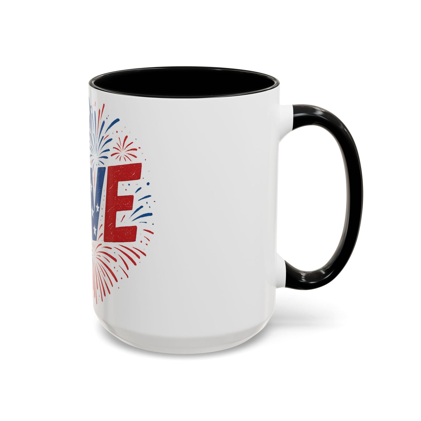 Patriotic Love Coffee Mug for Independence Day, Love Mug, Fireworks Gift, Holiday Drinkware, Celebration Cup