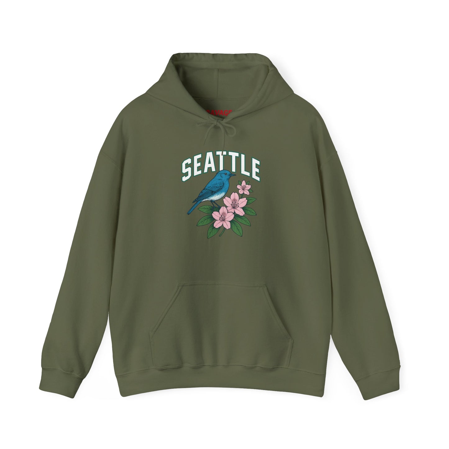 Seattle Bird & Floral Unisex Hoodie, Cozy Sweatshirt, Gift for Nature Lovers, Casual Wear, Travel Souvenir, Relaxed Style