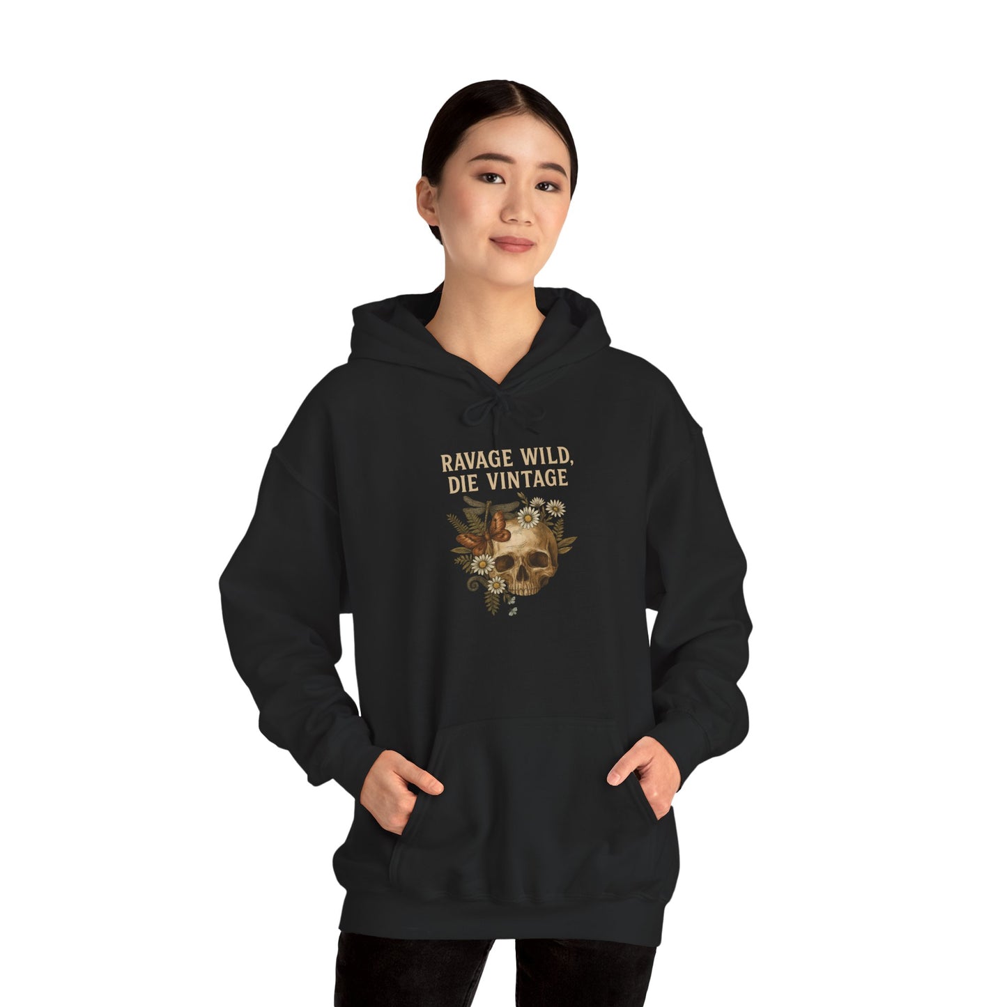 RAVAGE WILD, DIE VINTAGE Graphic Hoodie – Unisex Pullover Sweatshirt for Nature Lovers | Cozy Streetwear for Spring, Casual Wear & Eco-Friendly Gifts