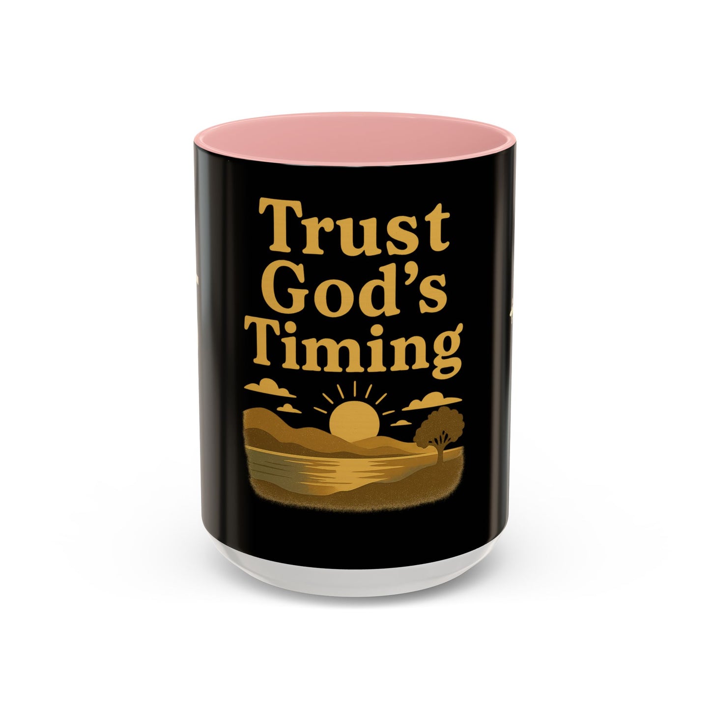 Trust God's Timing Christian Coffee Mug – Inspirational Accent Cup (11oz & 15oz), Faith-Based Gift for Coffee & Tea Lovers