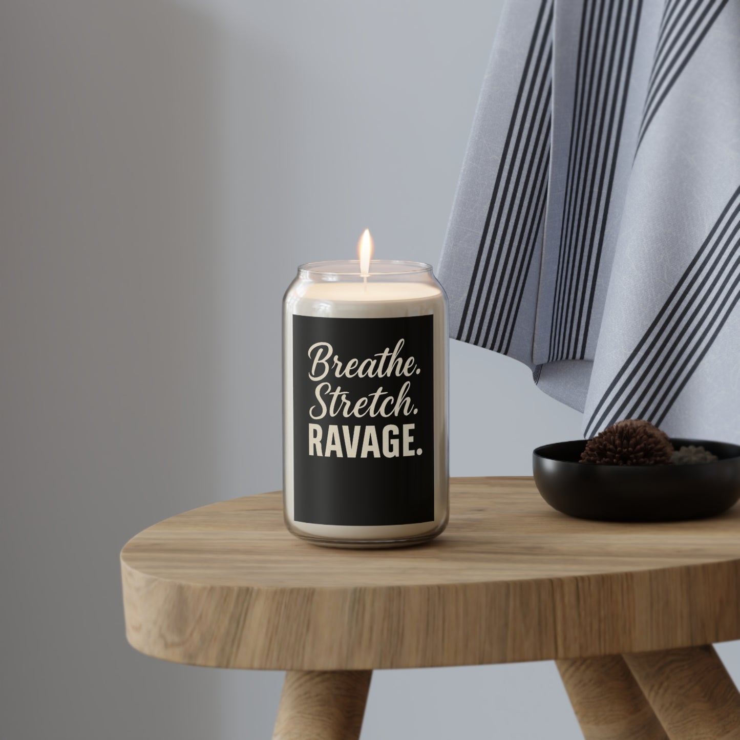 RAVAGE-Scented Soy Candle with Inspirational Quote, Relaxing Home Decor, Gift for Her, Aromatherapy Candle, Black and White Candle