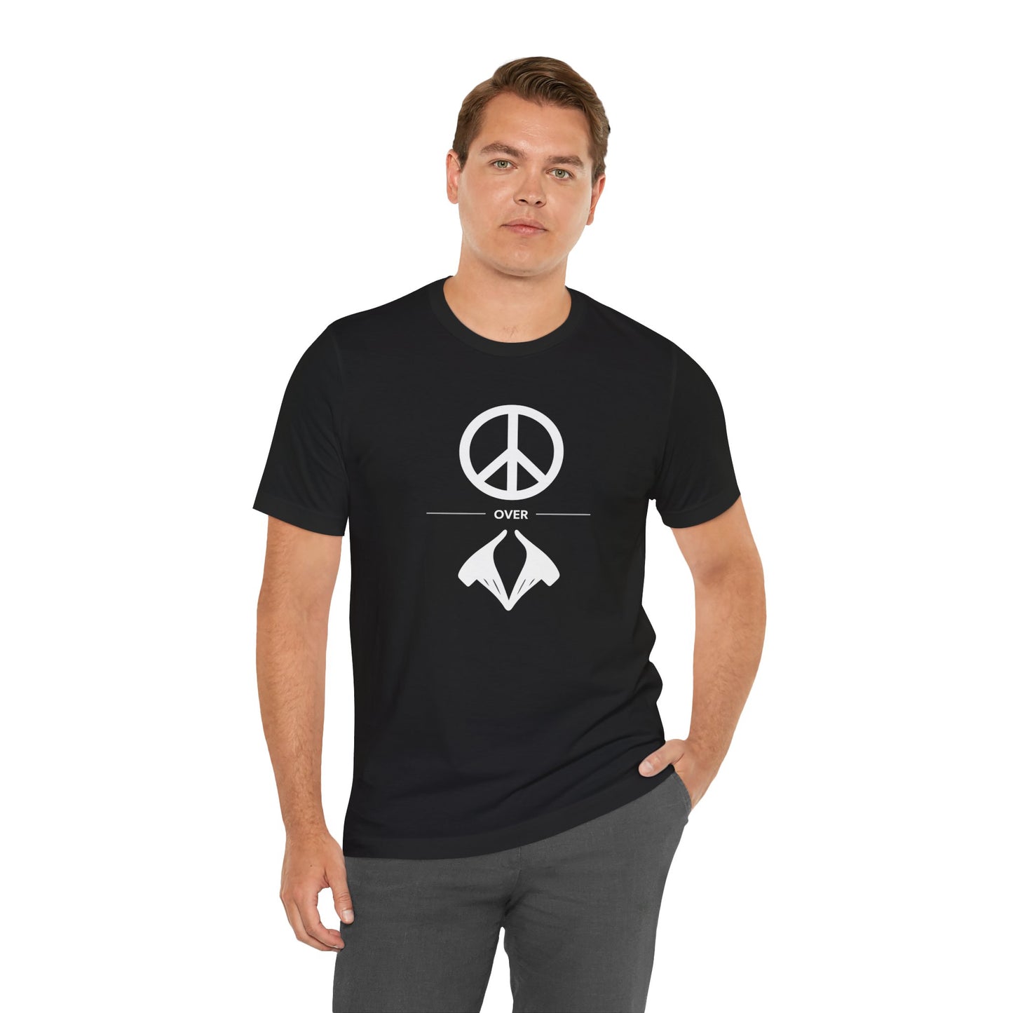 Peace Sign Unisex Jersey Tee, Casual Wear, Gift for Friends, Summer Fashion, Festival Outfit, Eco-Friendly Apparel
