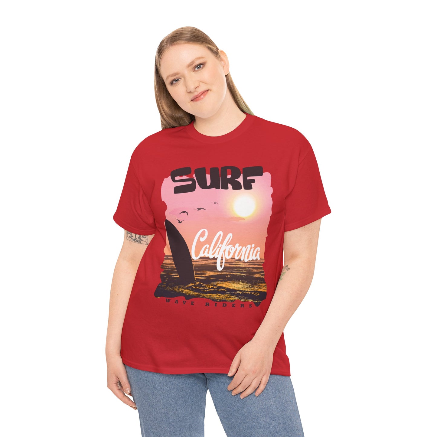Surf California Suns Unisex Heavy Cotton Teet T-Shirt | Wave Riders Graphic Tee | Ravage Tees Beach & Surf Collection