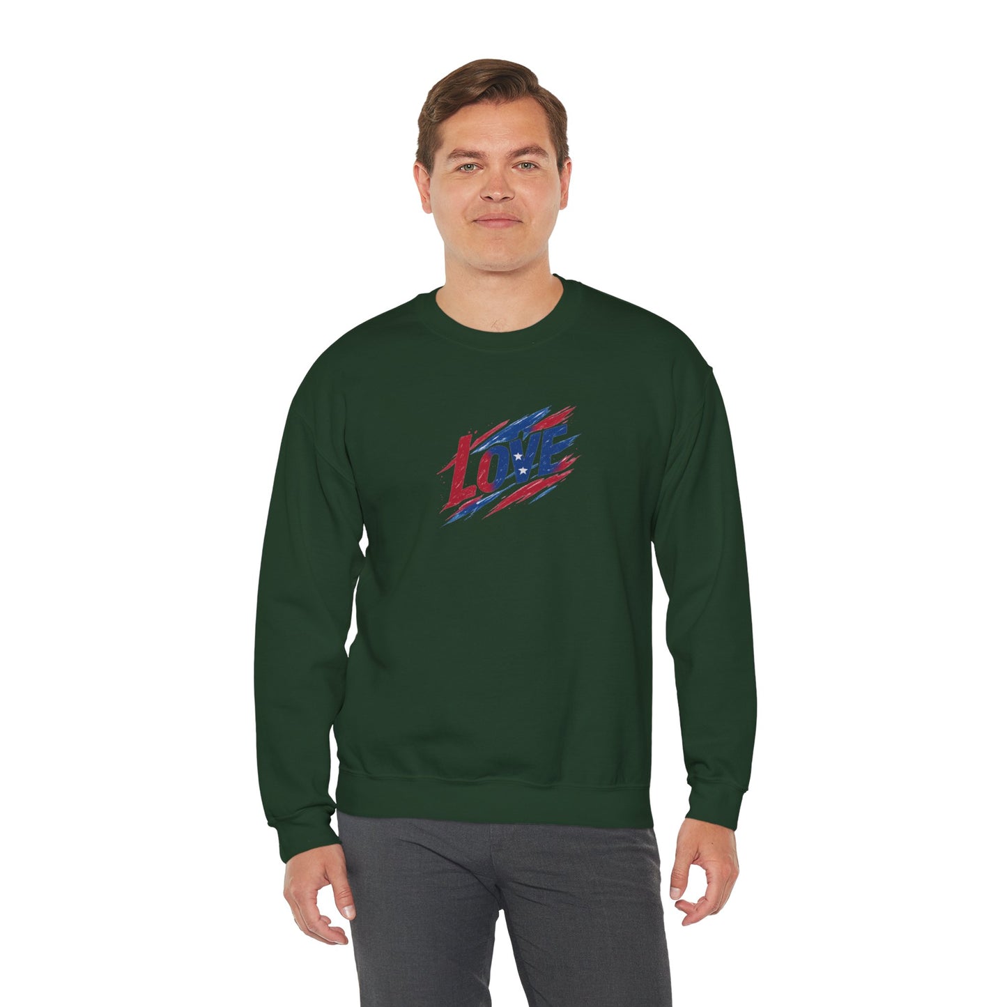 Patriotic Love Sweatshirt | Unisex Crewneck, Cozy Top for Celebrations, Gifts, Independence Day, Casual Style, Everyday Comfort