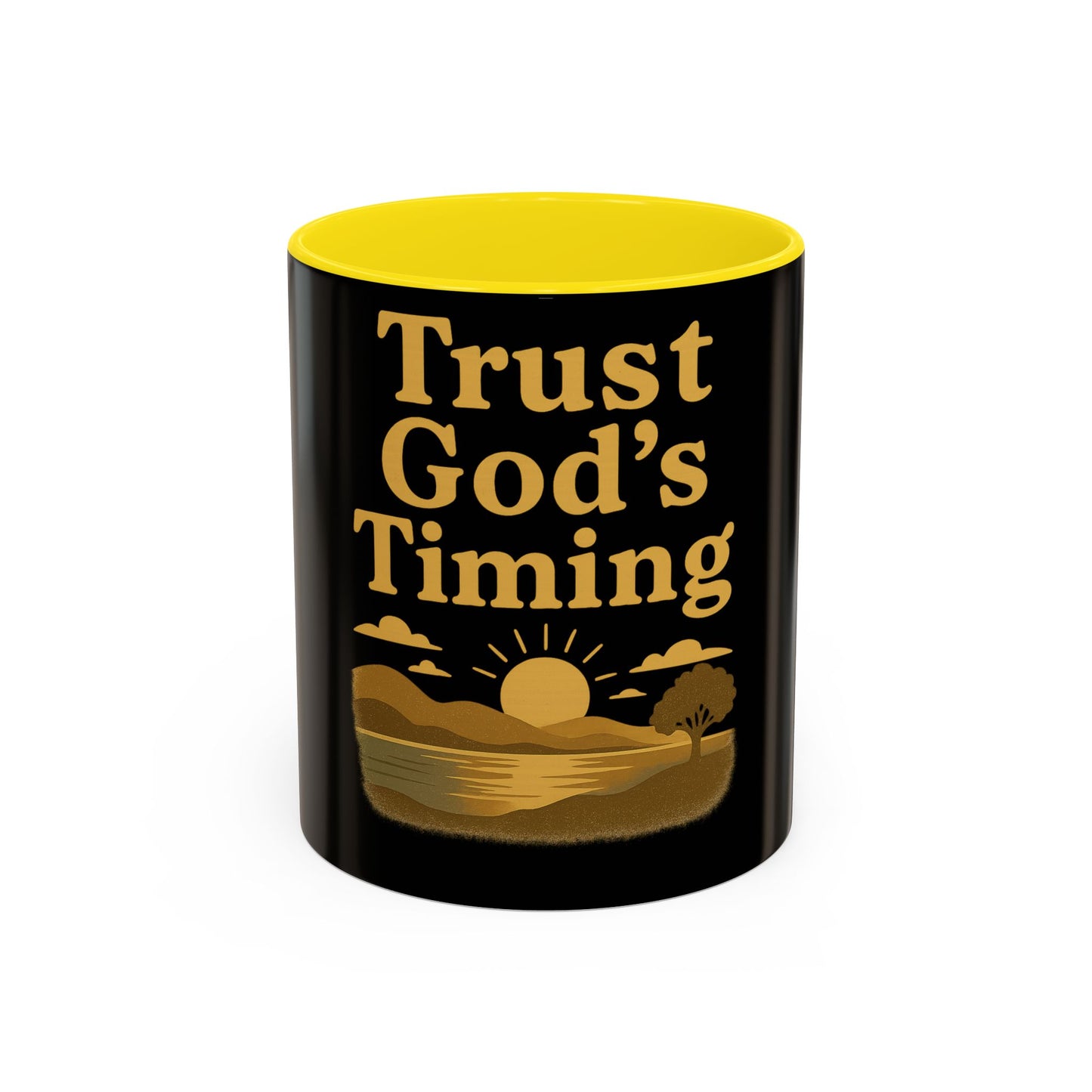 Trust God's Timing Christian Coffee Mug – Inspirational Accent Cup (11oz & 15oz), Faith-Based Gift for Coffee & Tea Lovers