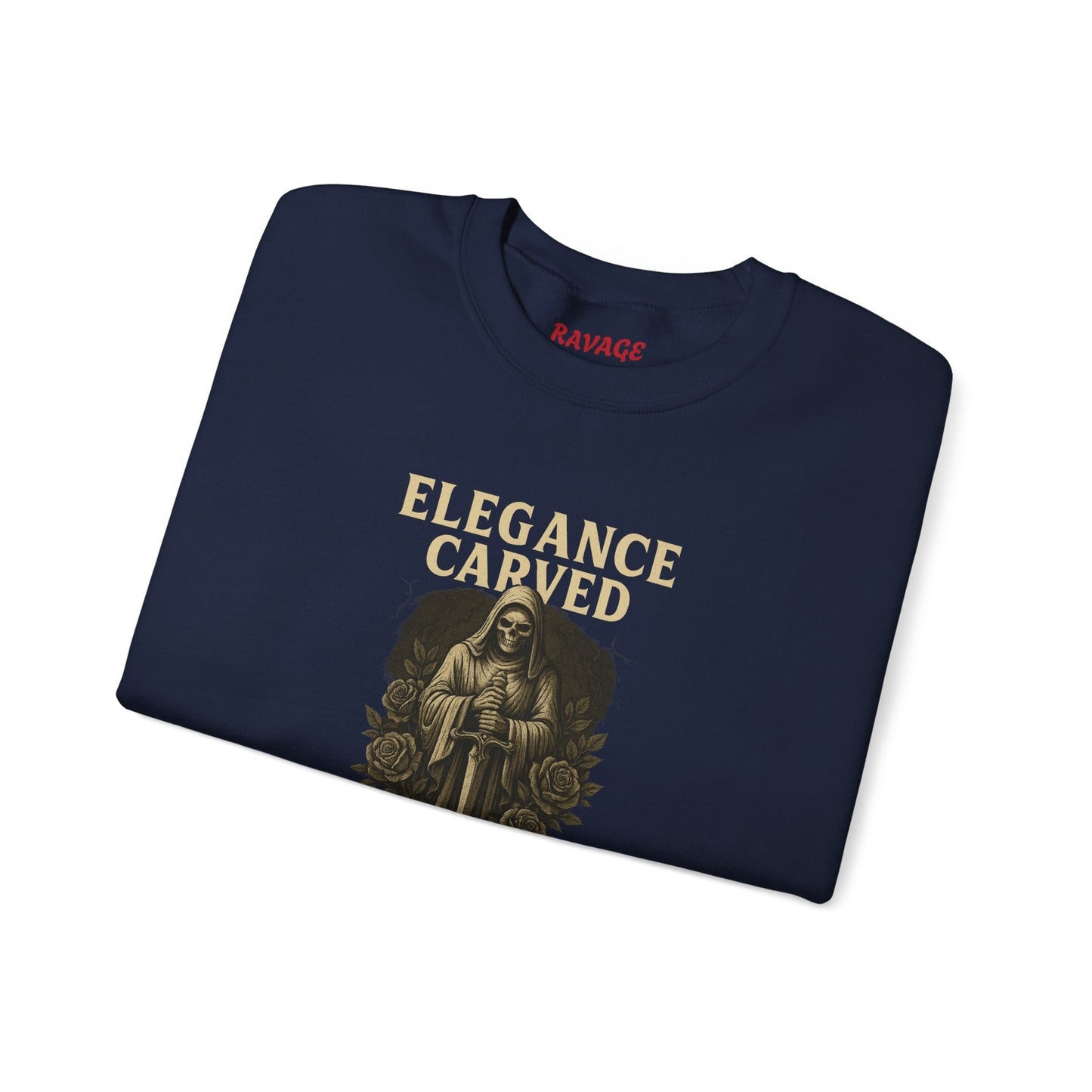 ELEGANCE CARVED IN CHAOS Unisex Crewneck Sweatshirt – Heavy Blend Pullover for Casual Wear | Cozy Streetwear Gift for Her, Feminist Fashion Statement