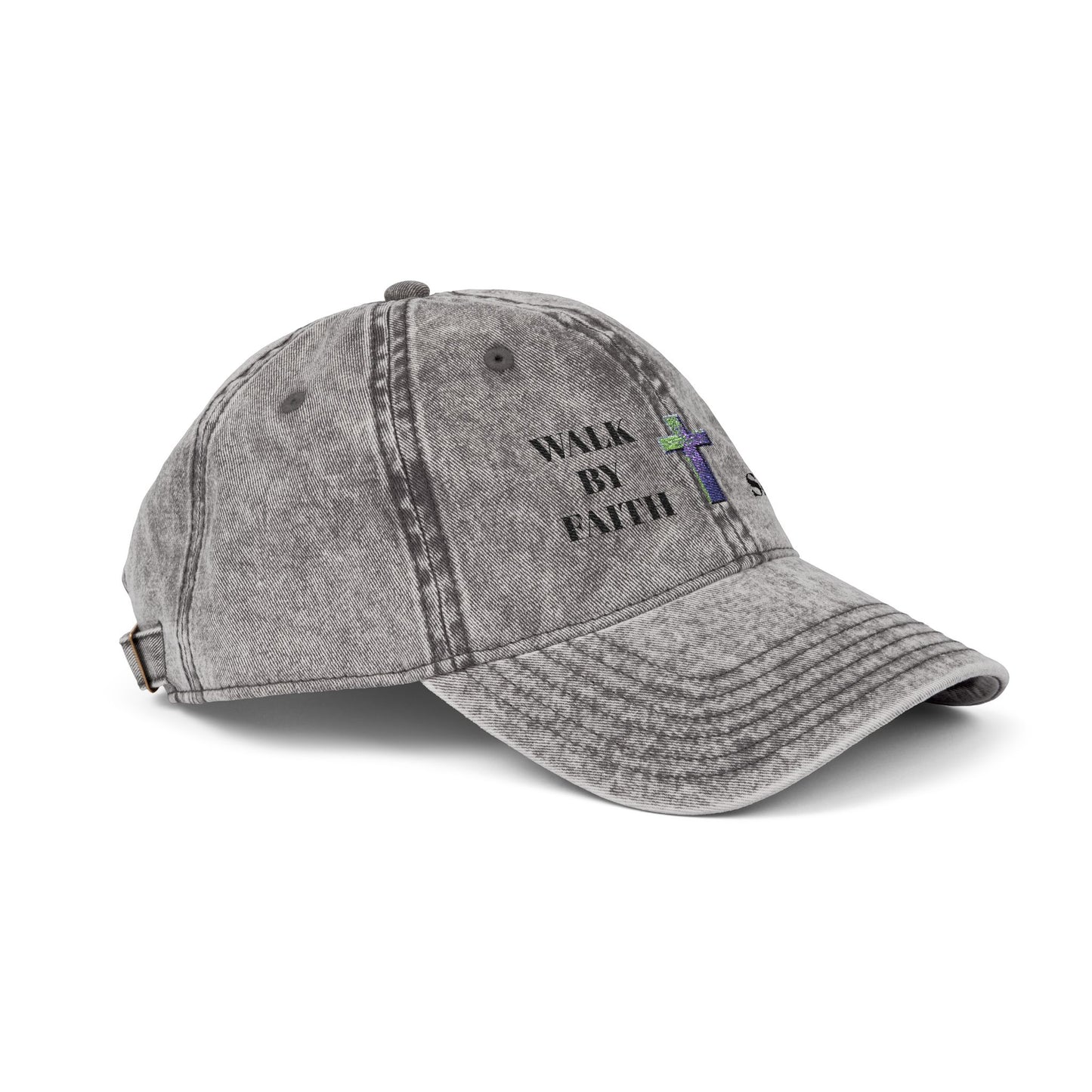 WALK BY FAITH NOT BY SIGHT--Vintage Faith Cap - Embroidered Hat, Christian Gift, Inspirational Apparel, Faith-Based Accessory, Religious Headwear