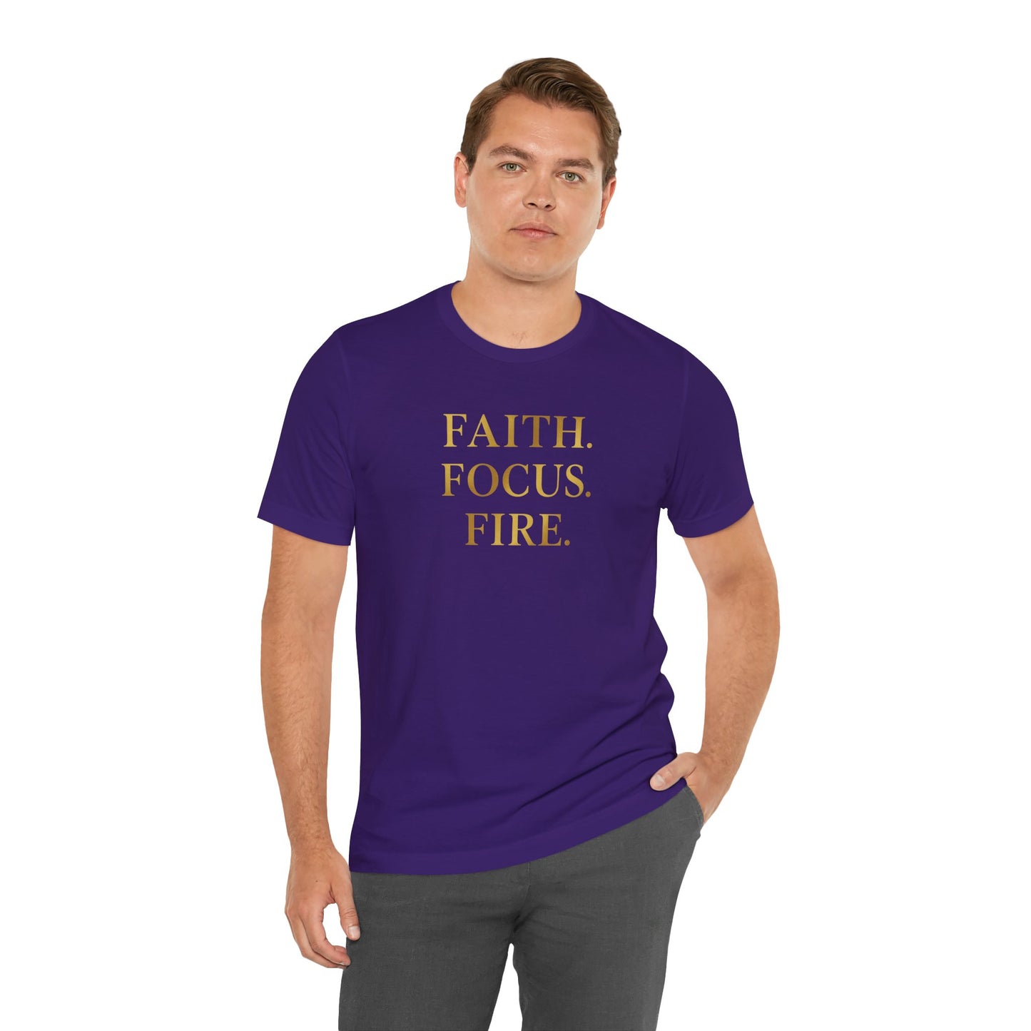 Faith Focus Fire T-Shirt | Inspirational Christian Apparel, Motivational Unisex Tee, Casual Everyday Wear, Holiday & Celebration Gift