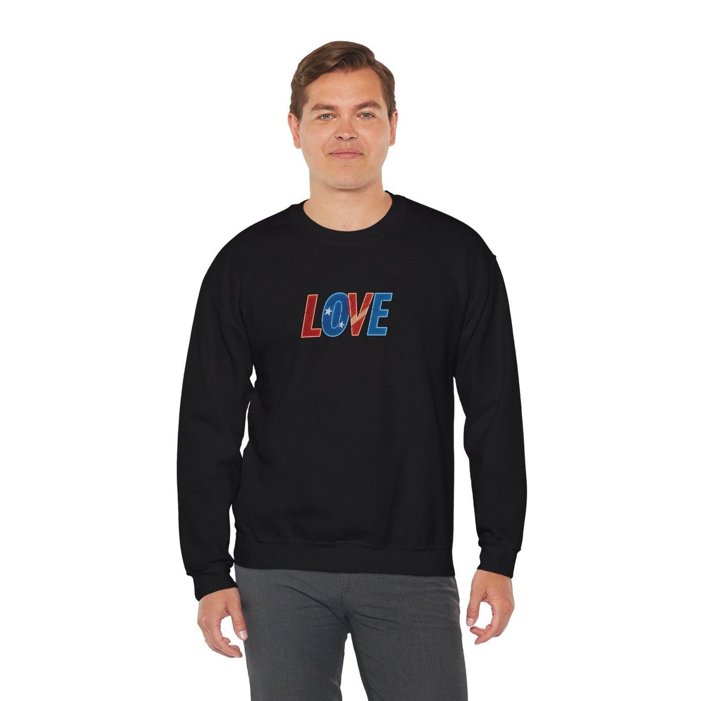 Patriotic Love Sweatshirt | Unisex Crewneck, Cozy Top for Celebrations, Gifts, Independence Day, Casual Style, Everyday Comfort