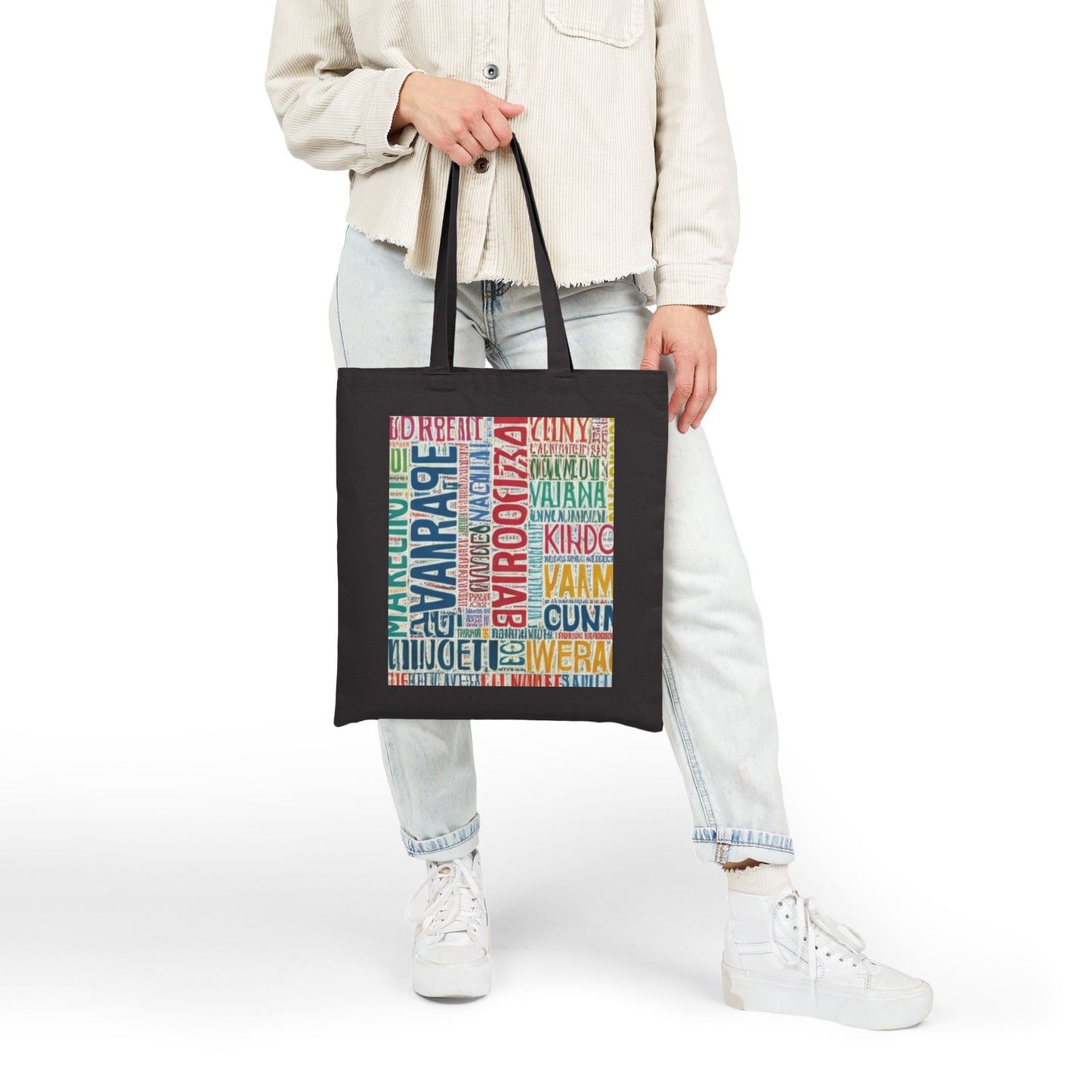 See the World Colorful Cotton Canvas Tote Bag - Eco-Friendly Shopping Bag