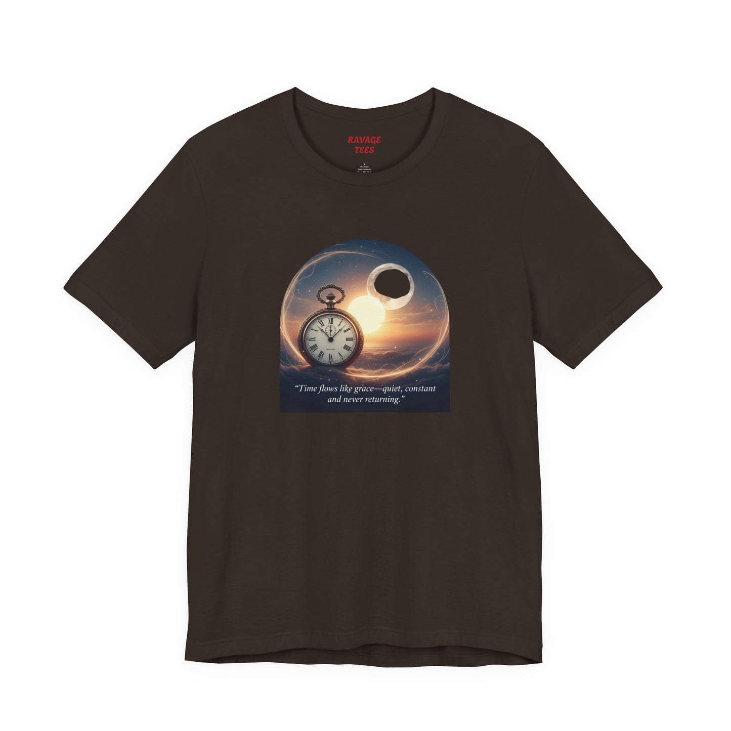 Time Flows Like Grace Cosmic Time Short Sleeve Tee, Celestial T-Shirt, Space Lover Gift, Astrology Shirt, Motivational Tee, Moon Phase Apparel