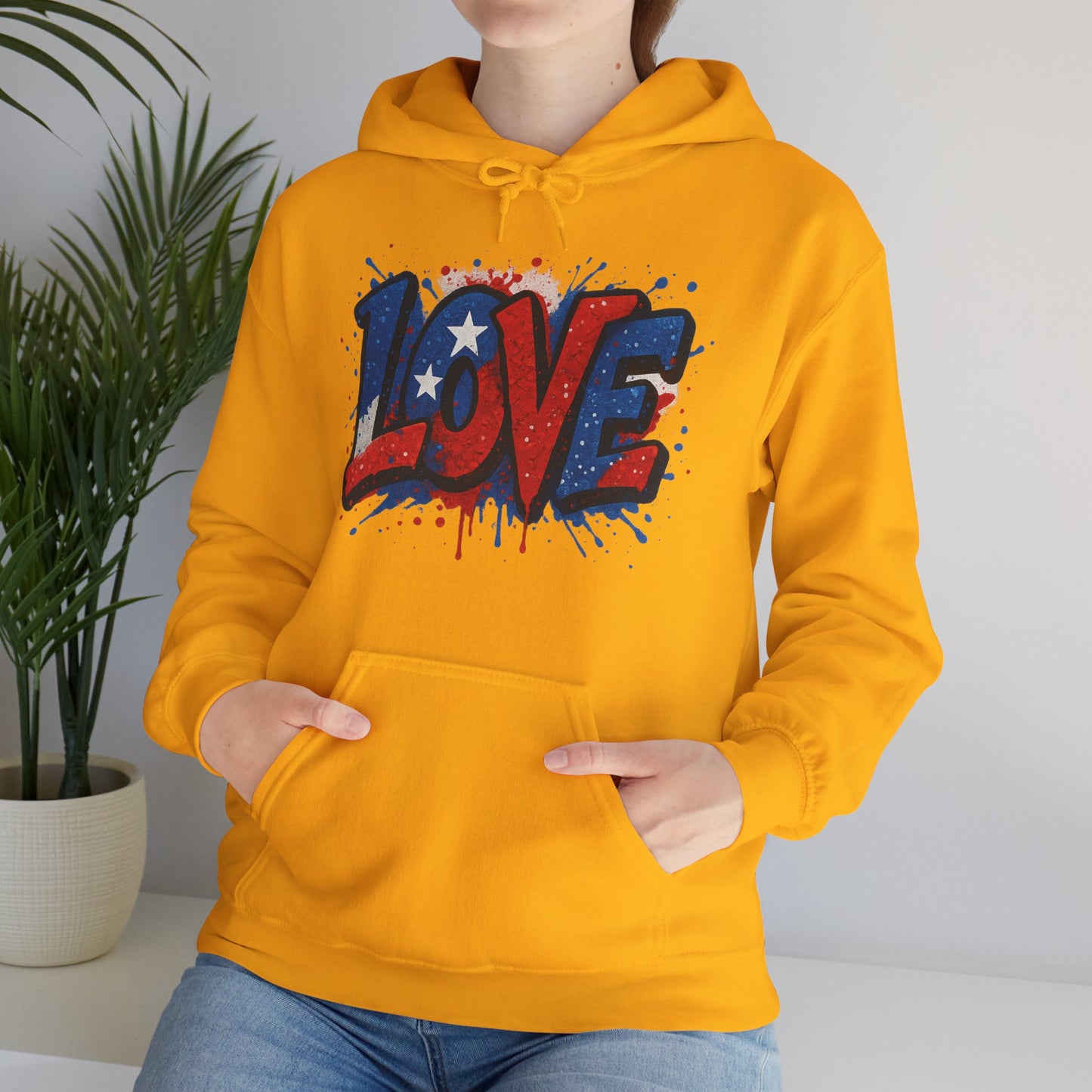 Unisex Hooded Sweatshirt with 'LOVE' Design - Cozy Gift for Friends, Valentine's Day, Casual Wear, Relaxation, Everyday Use