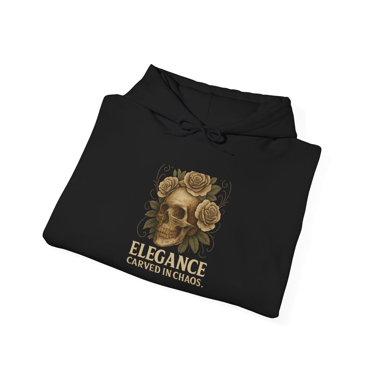 ELEGEANCE CARVED IN CHAOS Graphic Hoodie – Unisex Pullover Sweatshirt for Nature Lovers | Cozy Streetwear for Spring, Casual Wear & Eco-Friendly Gifts