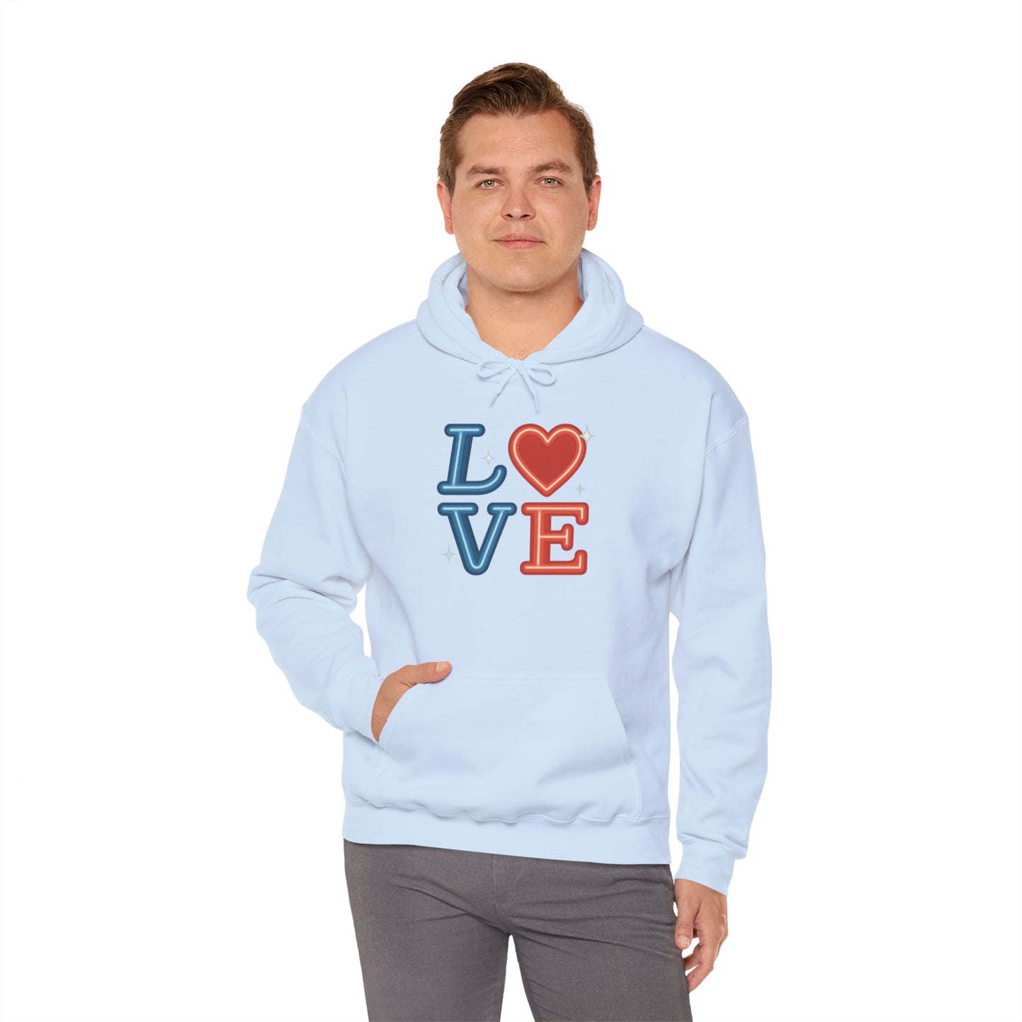 Unisex Hooded Sweatshirt with 'LOVE' Design - Cozy Gift for Friends, Valentine's Day, Casual Wear, Relaxation, Everyday Use