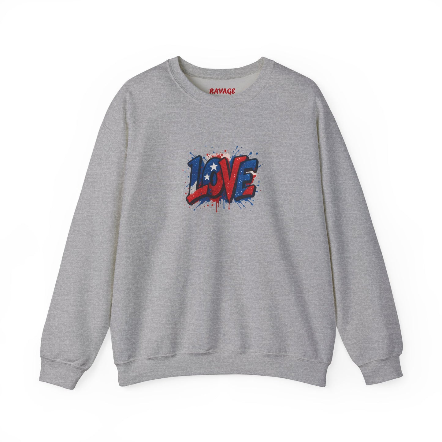 Patriotic Love Sweatshirt | Unisex Crewneck, Cozy Top for Celebrations, Gifts, Independence Day, Casual Style, Everyday Comfort