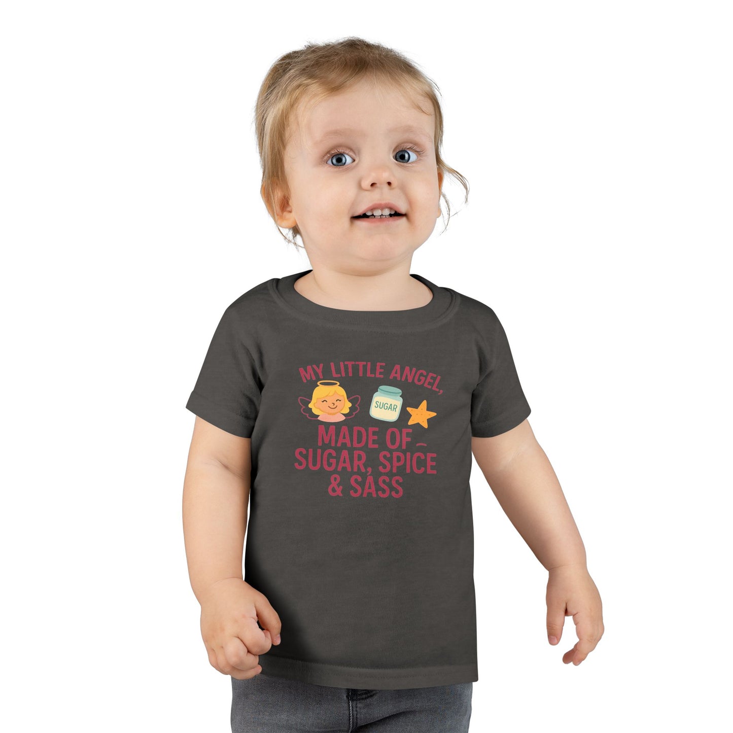 Toddler T-Shirt - My Little Angel - Made of Sugar, Spice & Sass - Cute Gift for Birthday, Baby Shower, Toddler Playdates, Everyday Wear