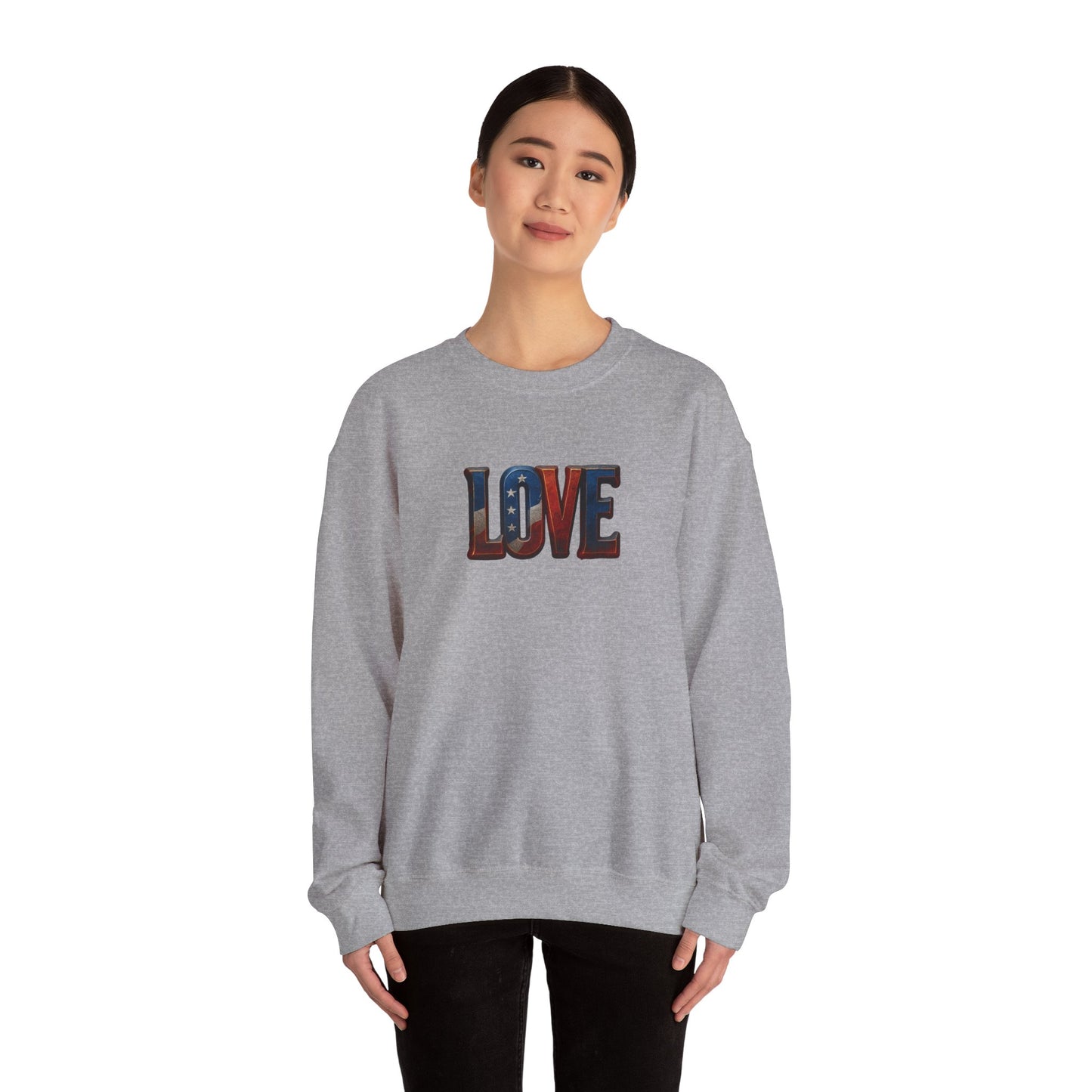 Patriotic Love Sweatshirt | Unisex Crewneck, Cozy Top for Celebrations, Gifts, Independence Day, Casual Style, Everyday Comfort
