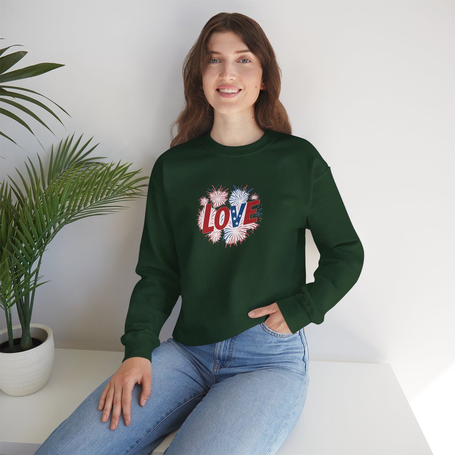 Patriotic Love Sweatshirt | Unisex Crewneck, Cozy Top for Celebrations, Gifts, Independence Day, Casual Style, Everyday Comfort