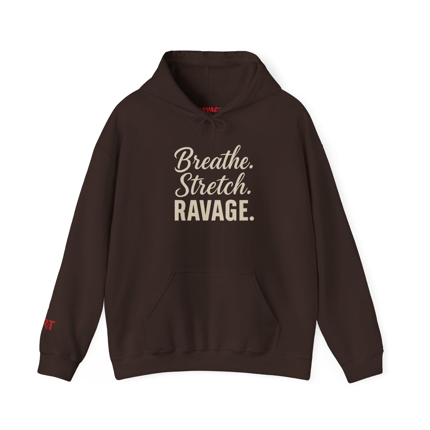 RAVAGE-Mindful Motivation Hooded Sweatshirt, Cozy Pullover, Fitness Apparel, Yoga Gear, Gift for Athletes, Relaxation Wear
