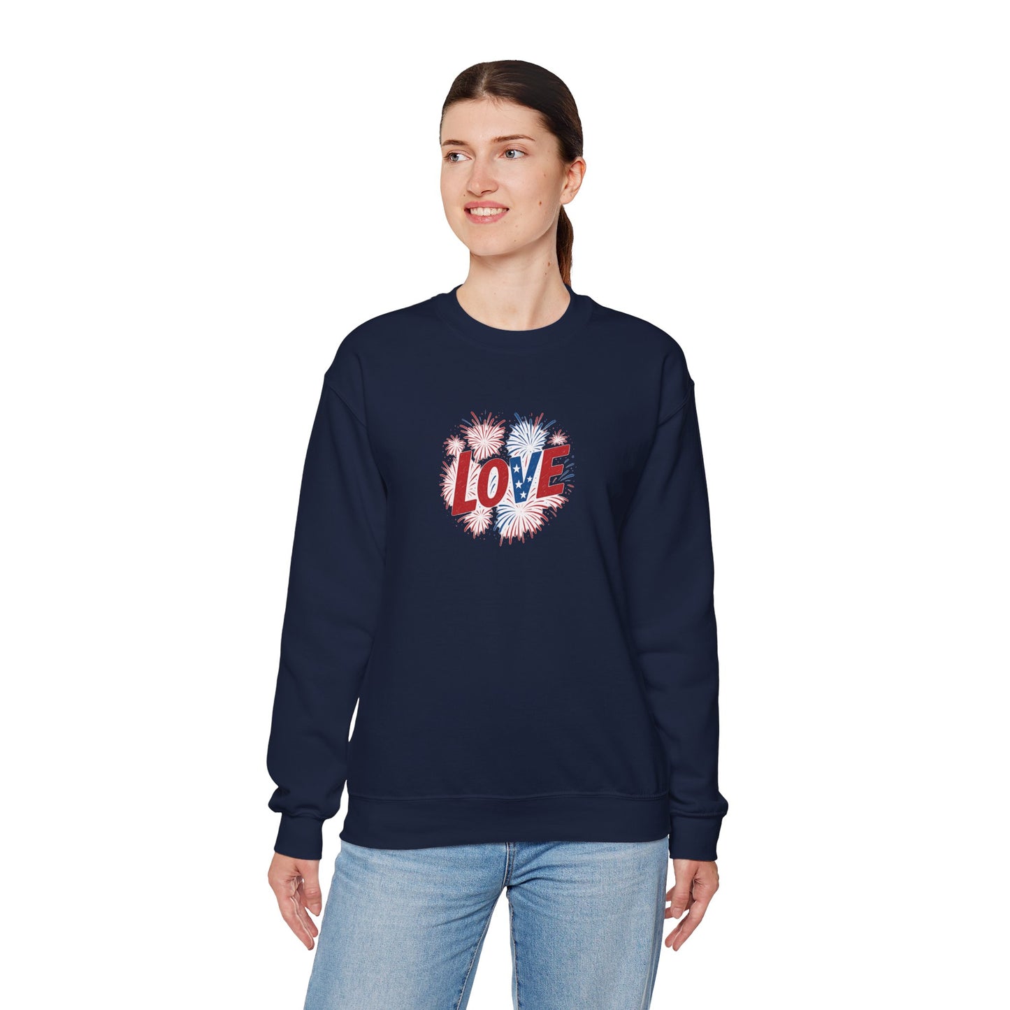 Patriotic Love Sweatshirt | Unisex Crewneck, Cozy Top for Celebrations, Gifts, Independence Day, Casual Style, Everyday Comfort