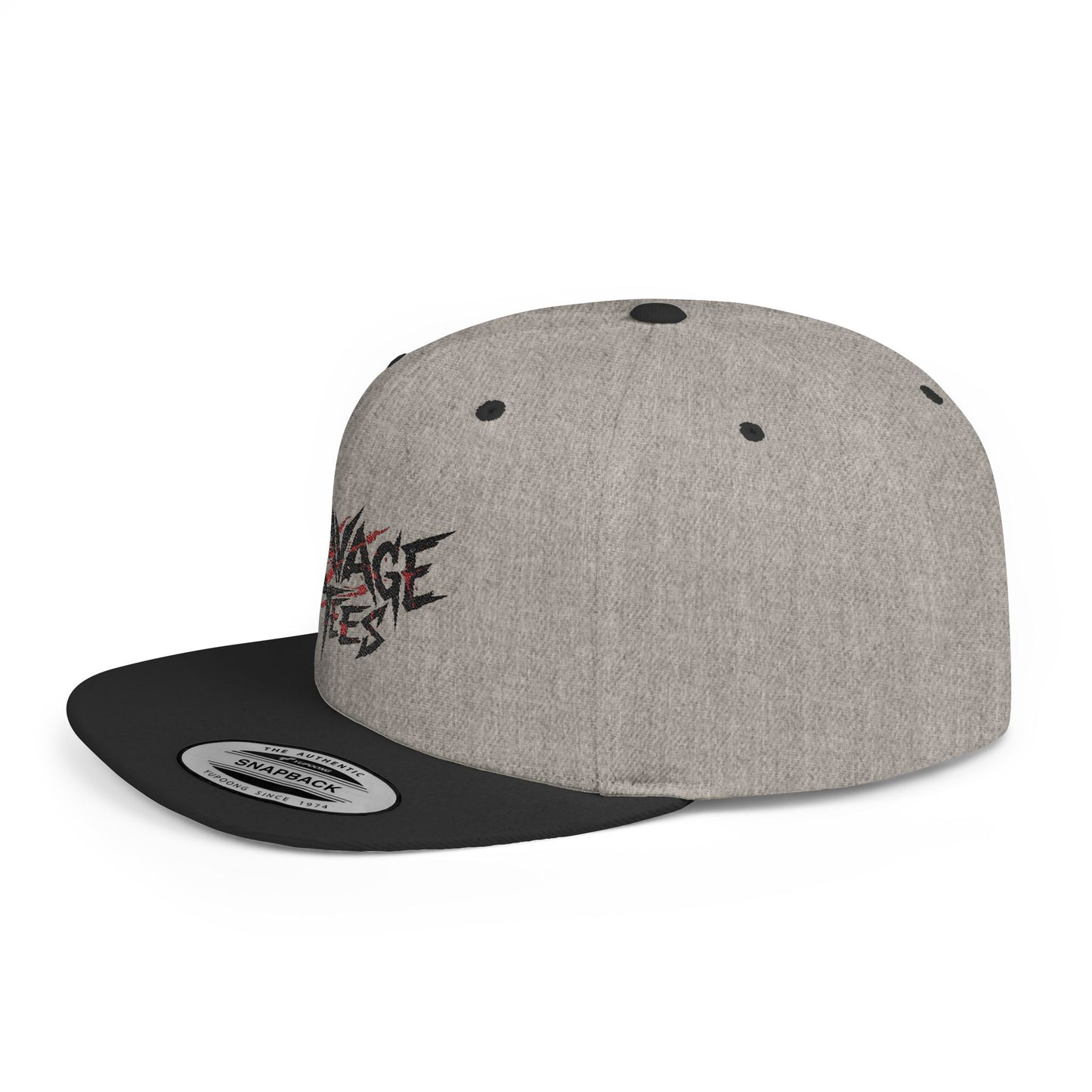 Ravage Tees Edgy Graphic Snapback Cap, Streetwear Hat, Trendy Flat Bill, Casual Outfit Accessory, Unique Gift for Music Lovers