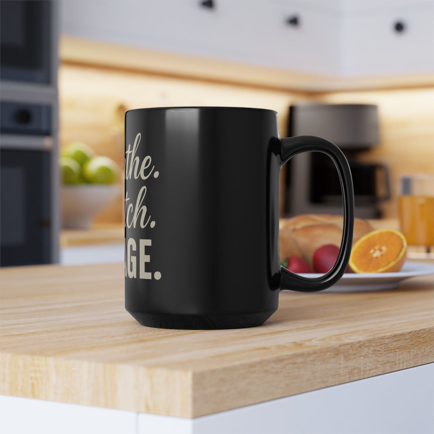 RAVAGE-Inspirational Black 15oz Mug - Motivational Coffee Cup for Yoga Lovers, Fitness Enthusiasts, Self-Care Gifts, Tea Lovers