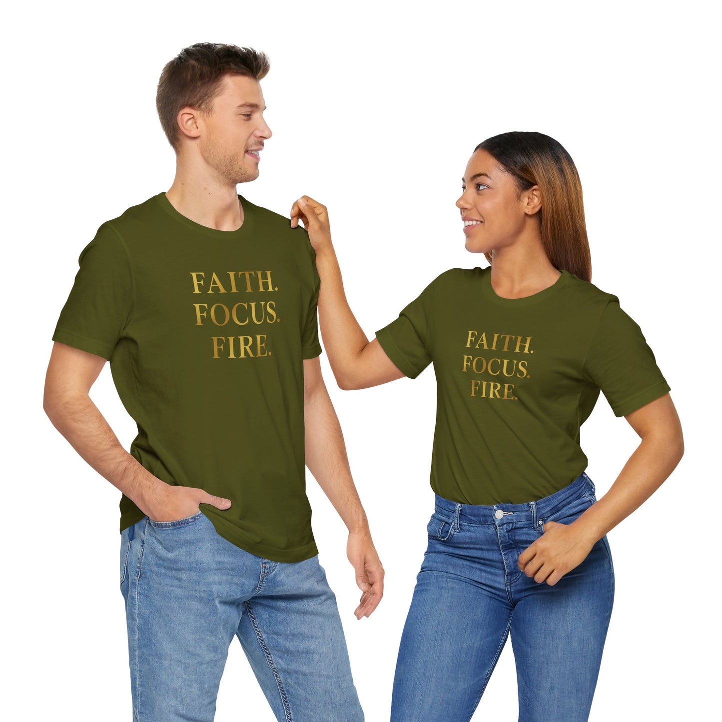 Faith Focus Fire T-Shirt | Inspirational Christian Apparel, Motivational Unisex Tee, Casual Everyday Wear, Holiday & Celebration Gift