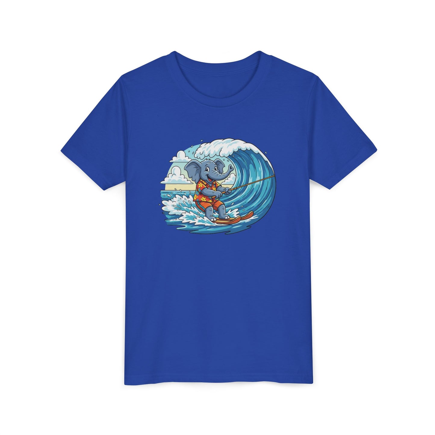 Youth Tee - Elephant Skiing Tee for Kids, Birthday Present, Animal Lovers Shirt, Playful Kids Shirt