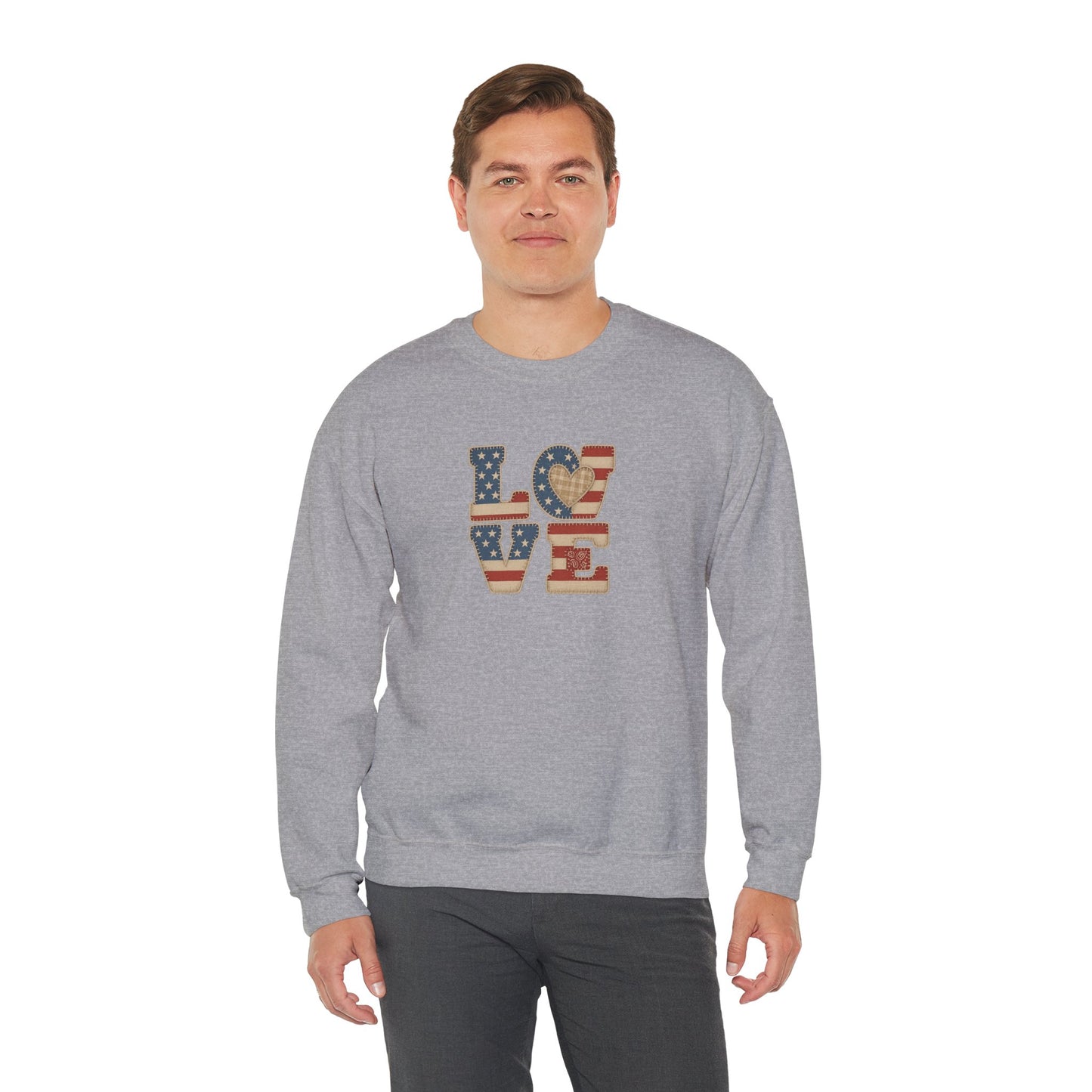 Patriotic Love Sweatshirt | Unisex Crewneck, Cozy Top for Celebrations, Gifts, Independence Day, Casual Style, Everyday Comfort