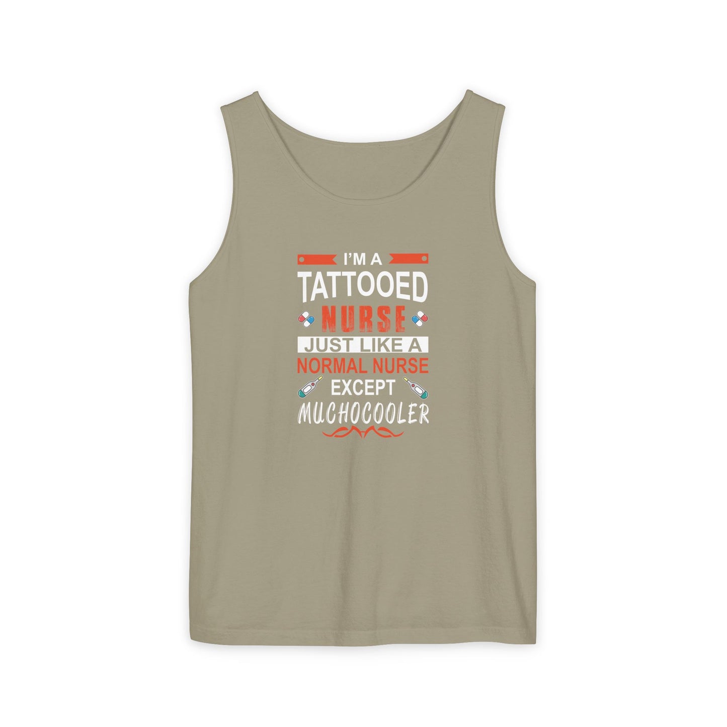 Tattooed Nurse Garment-Dyed Tank Top, Gift for Nurses, Casual Summer Wear