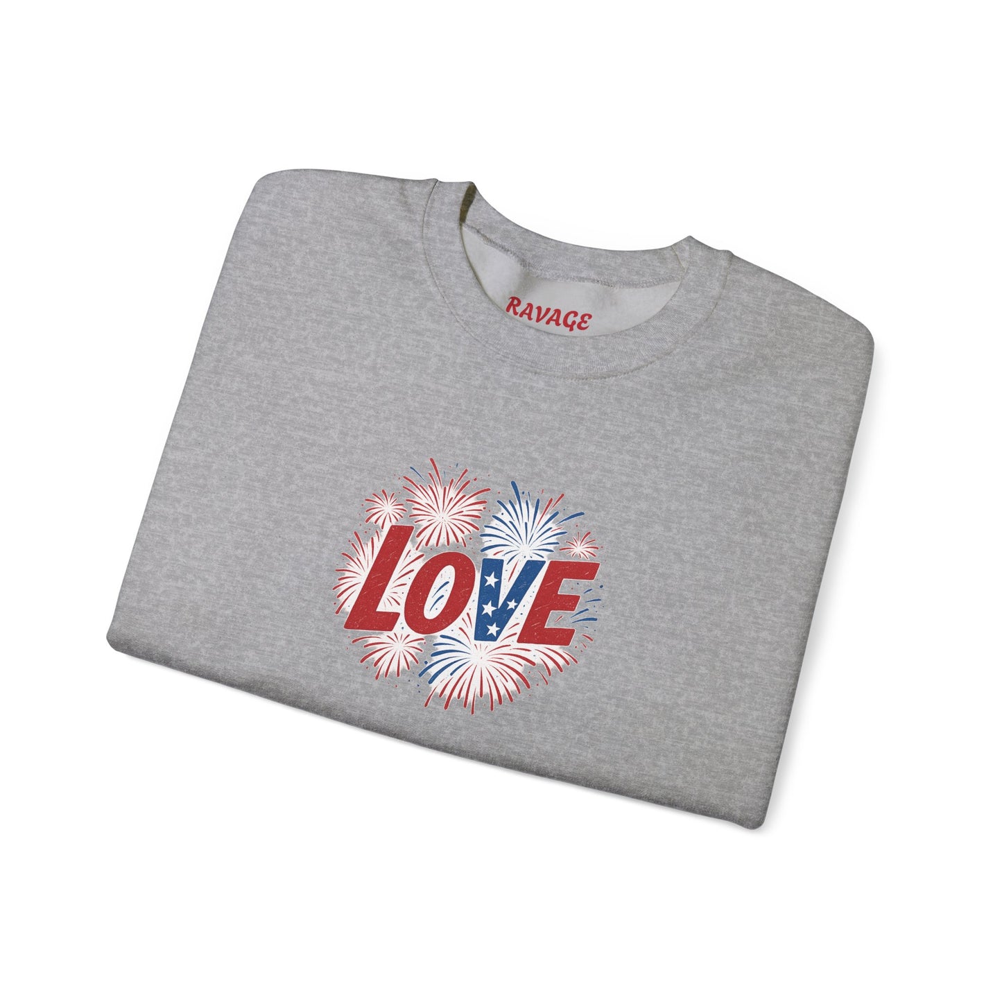 Patriotic Love Sweatshirt | Unisex Crewneck, Cozy Top for Celebrations, Gifts, Independence Day, Casual Style, Everyday Comfort