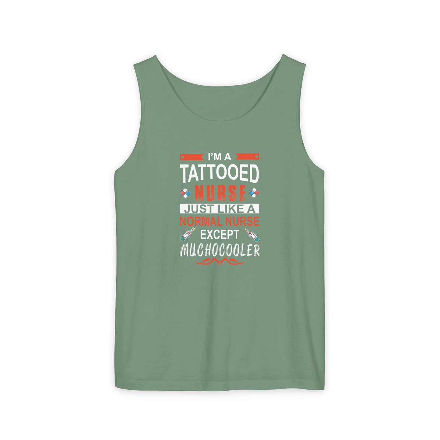 Tattooed Nurse Garment-Dyed Tank Top, Gift for Nurses, Casual Summer Wear