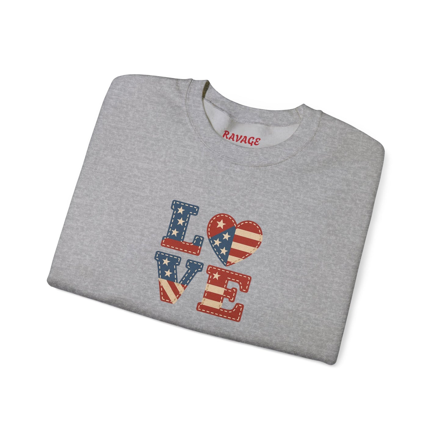 Patriotic Love Sweatshirt | Unisex Crewneck, Cozy Top for Celebrations, Gifts, Independence Day, Casual Style, Everyday Comfort