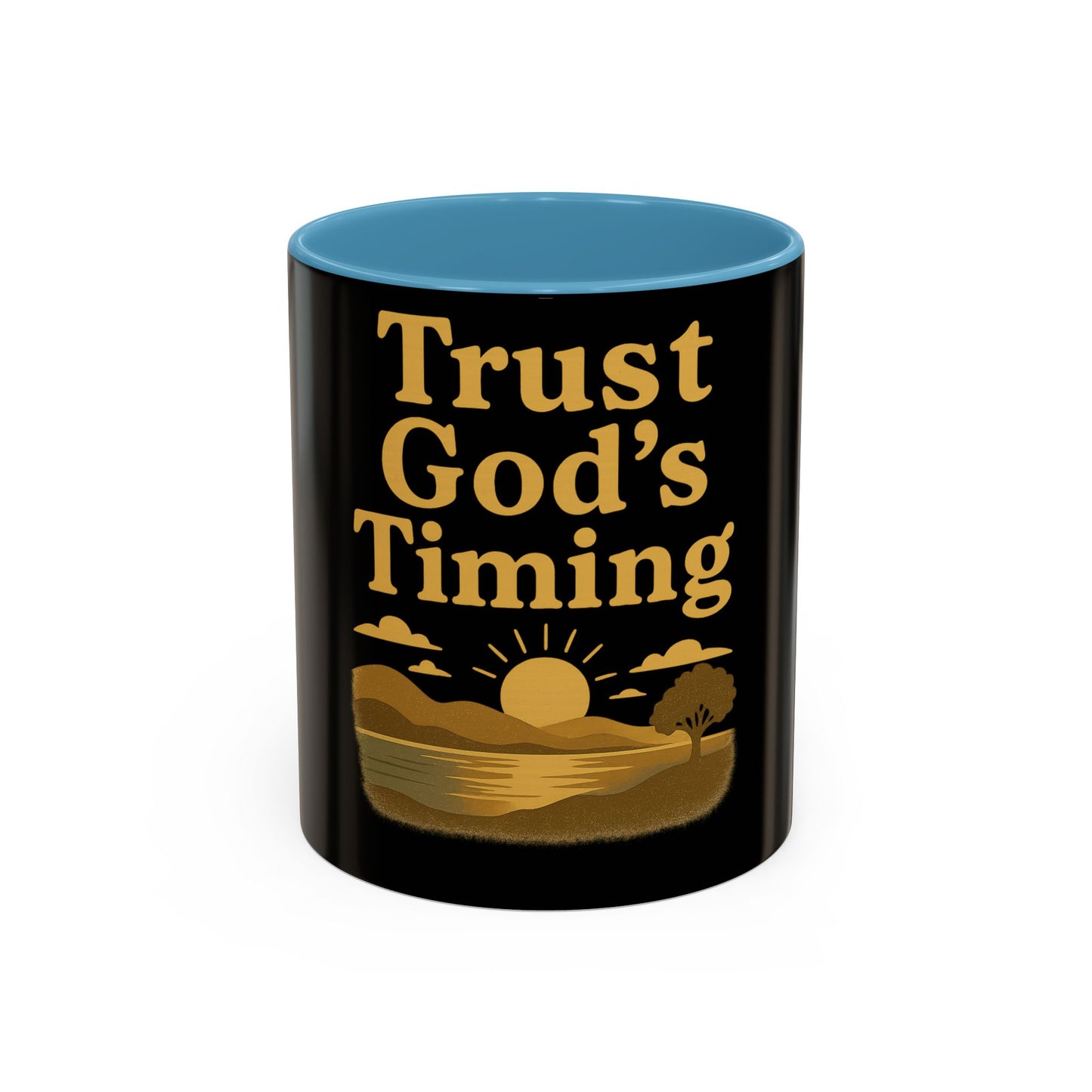 Trust God's Timing Christian Coffee Mug – Inspirational Accent Cup (11oz & 15oz), Faith-Based Gift for Coffee & Tea Lovers