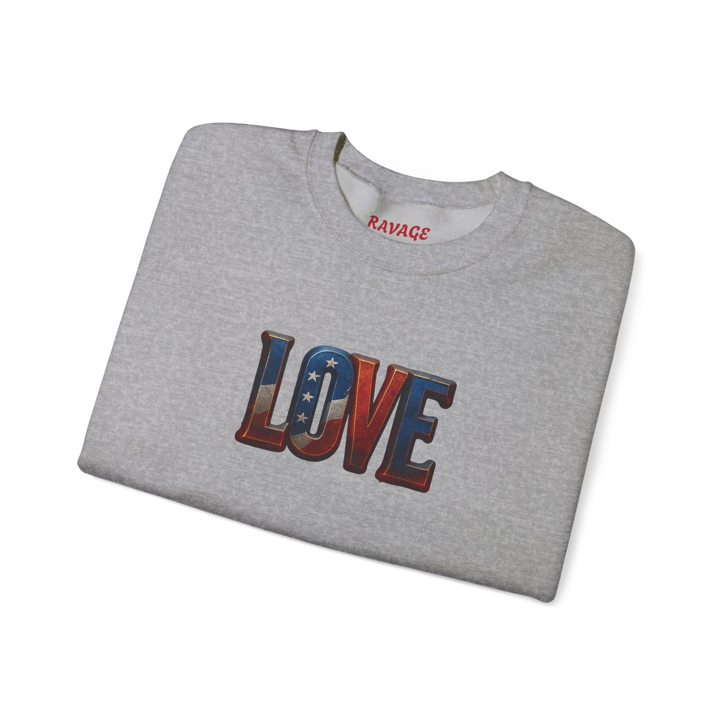 Patriotic Love Sweatshirt | Unisex Crewneck, Cozy Top for Celebrations, Gifts, Independence Day, Casual Style, Everyday Comfort