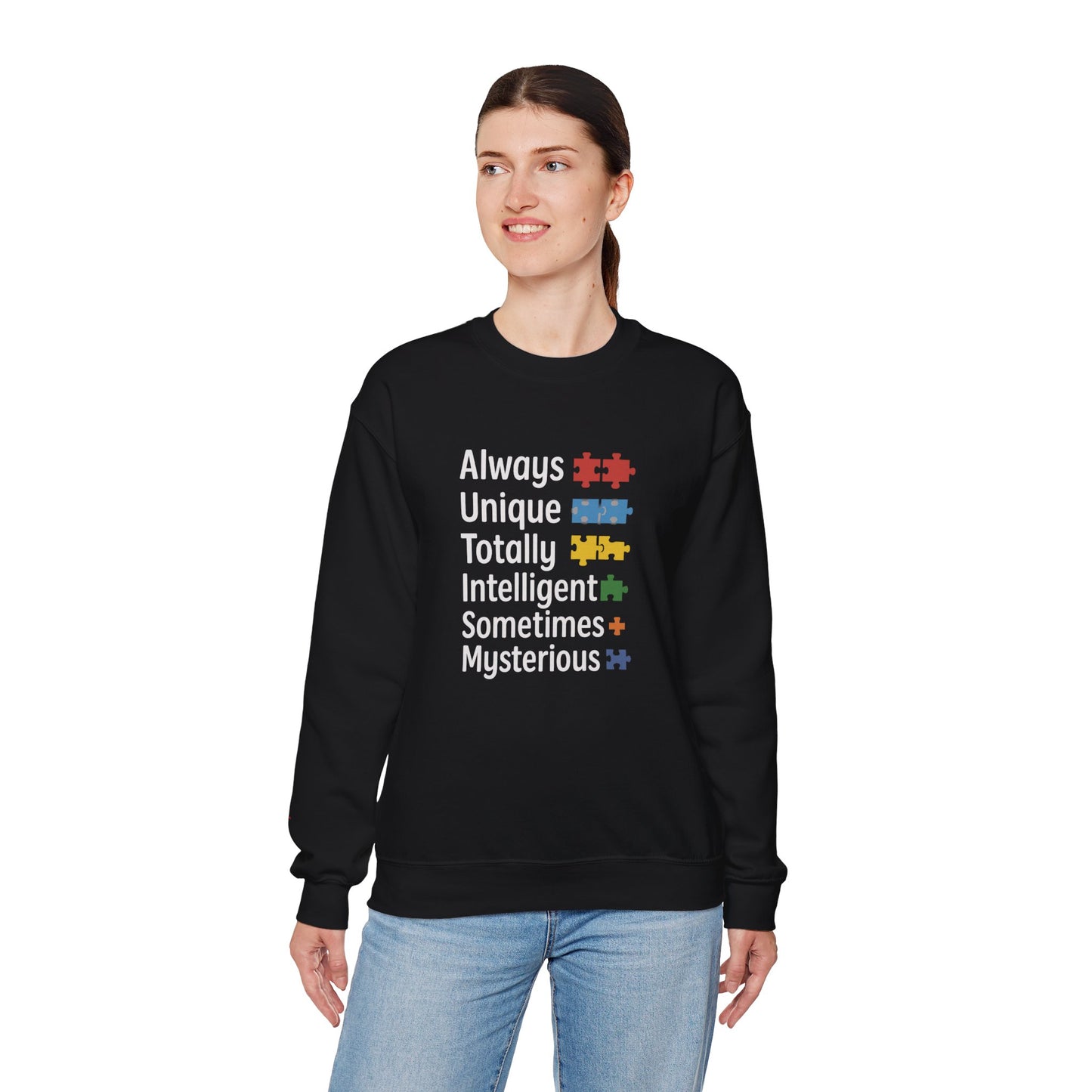 Puzzle Piece Affirmation Sweatshirt, Unique Crewneck for Autism Awareness, Cozy Gift for Special Needs, Inclusive Fashion, Everyday Comfort