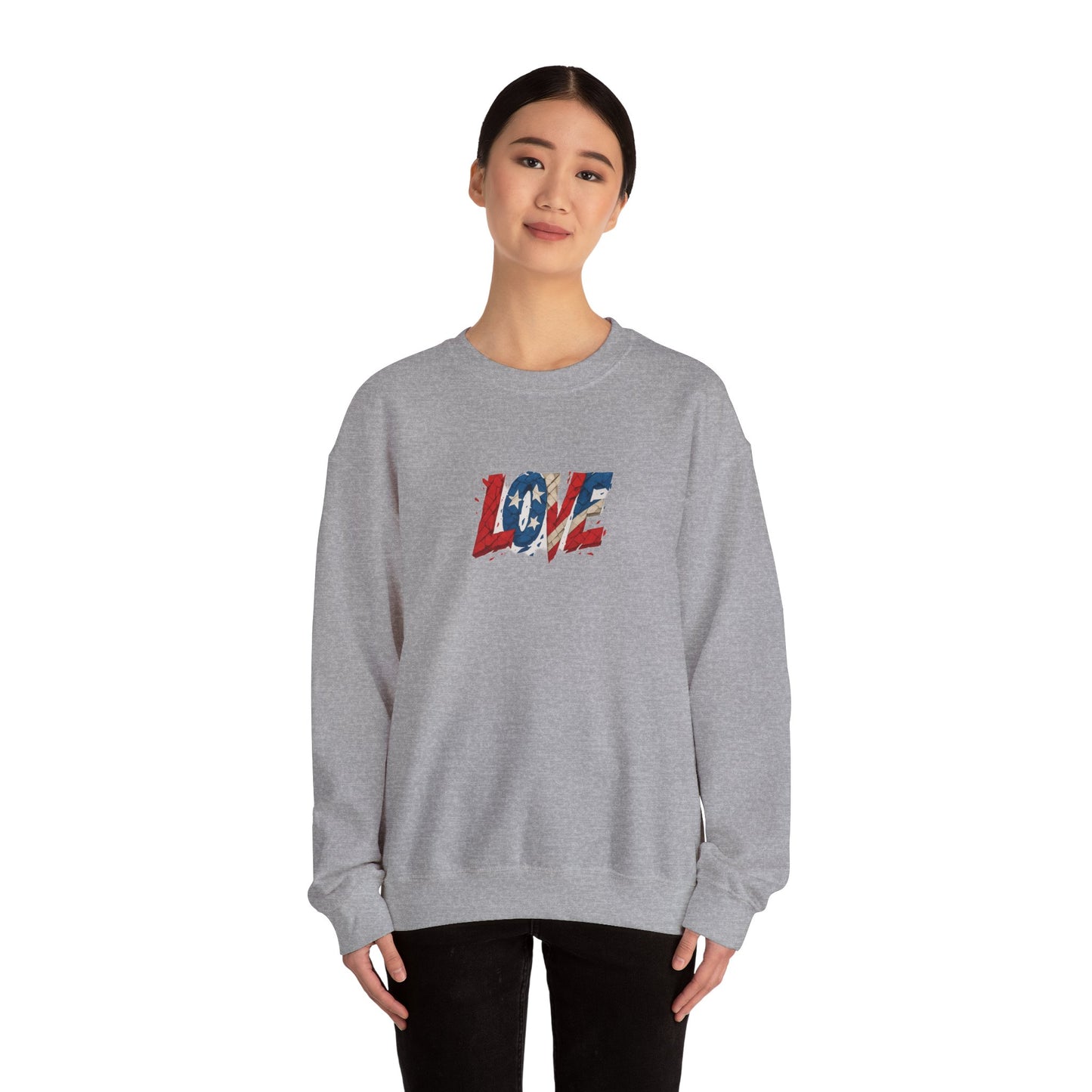 Patriotic Love Sweatshirt | Unisex Crewneck, Cozy Top for Celebrations, Gifts, Independence Day, Casual Style, Everyday Comfort