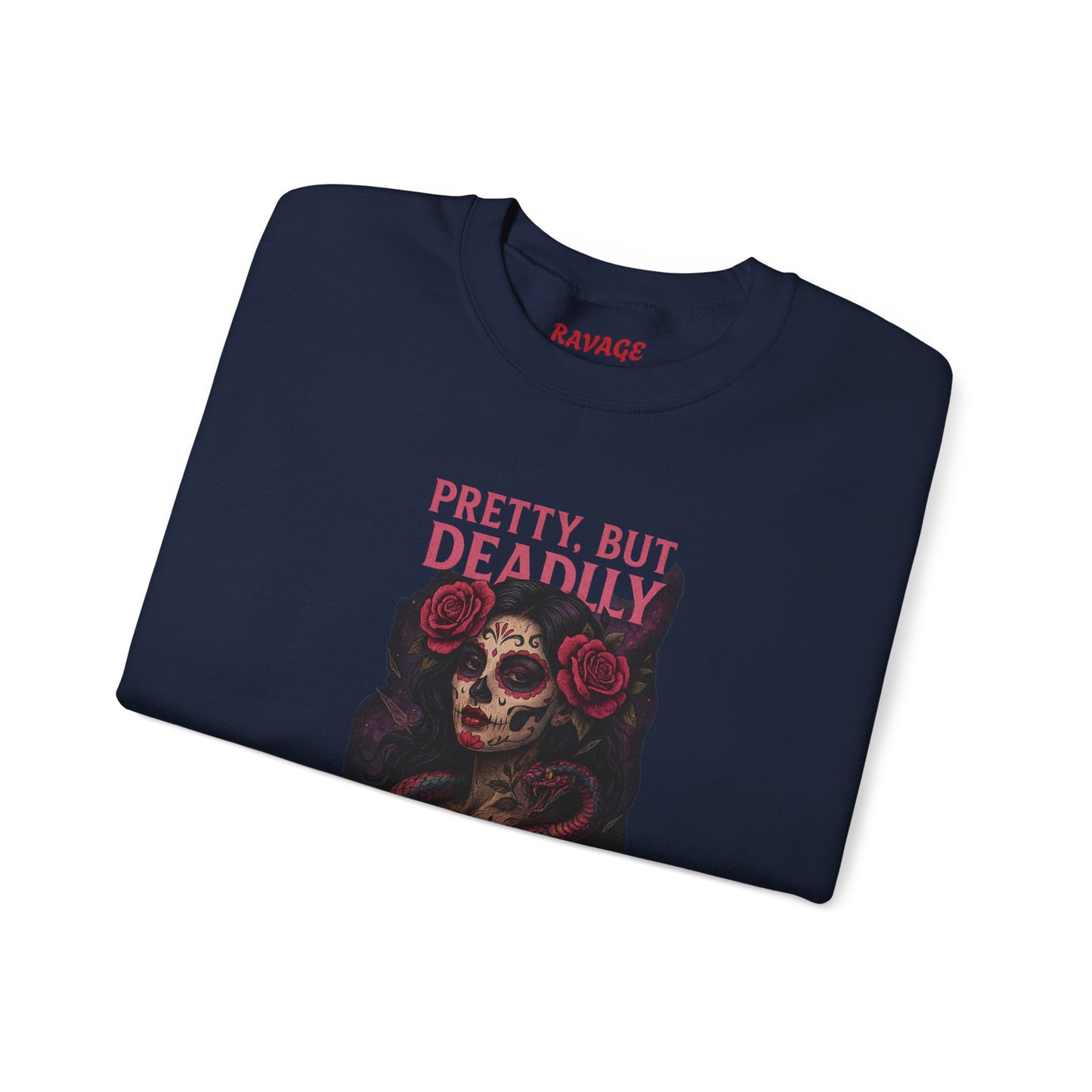 PRETTY BUT DEADLY Unisex Crewneck Sweatshirt – Heavy Blend Pullover for Casual Wear | Cozy Streetwear Gift for Her, Feminist Fashion Statement