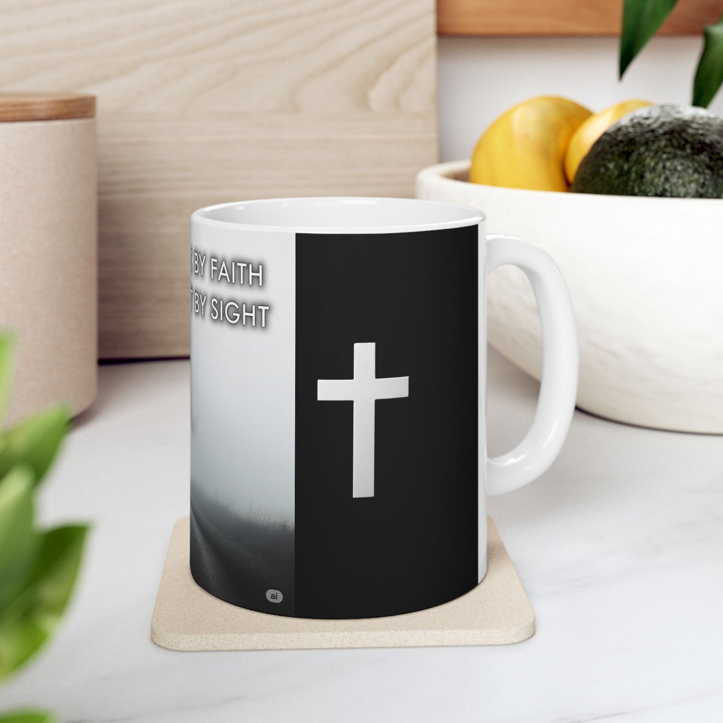 Spiritual Journey - Inspirational Ceramic Mug - Walk by Faith Not by Sight, Coffee Cup, Motivational Gift, Home Decor, Tea Mug, Self-Confidence