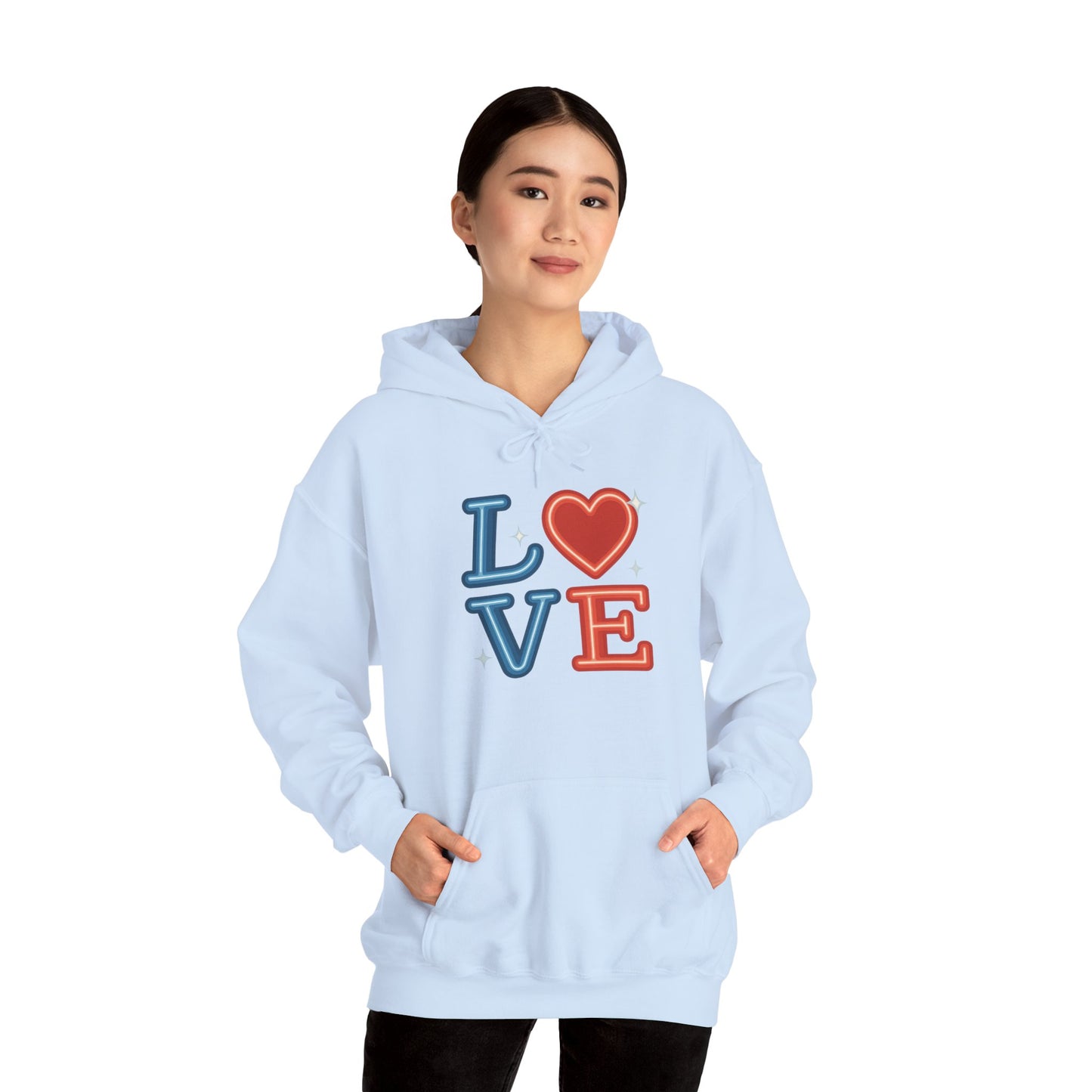 Unisex Hooded Sweatshirt with 'LOVE' Design - Cozy Gift for Friends, Valentine's Day, Casual Wear, Relaxation, Everyday Use