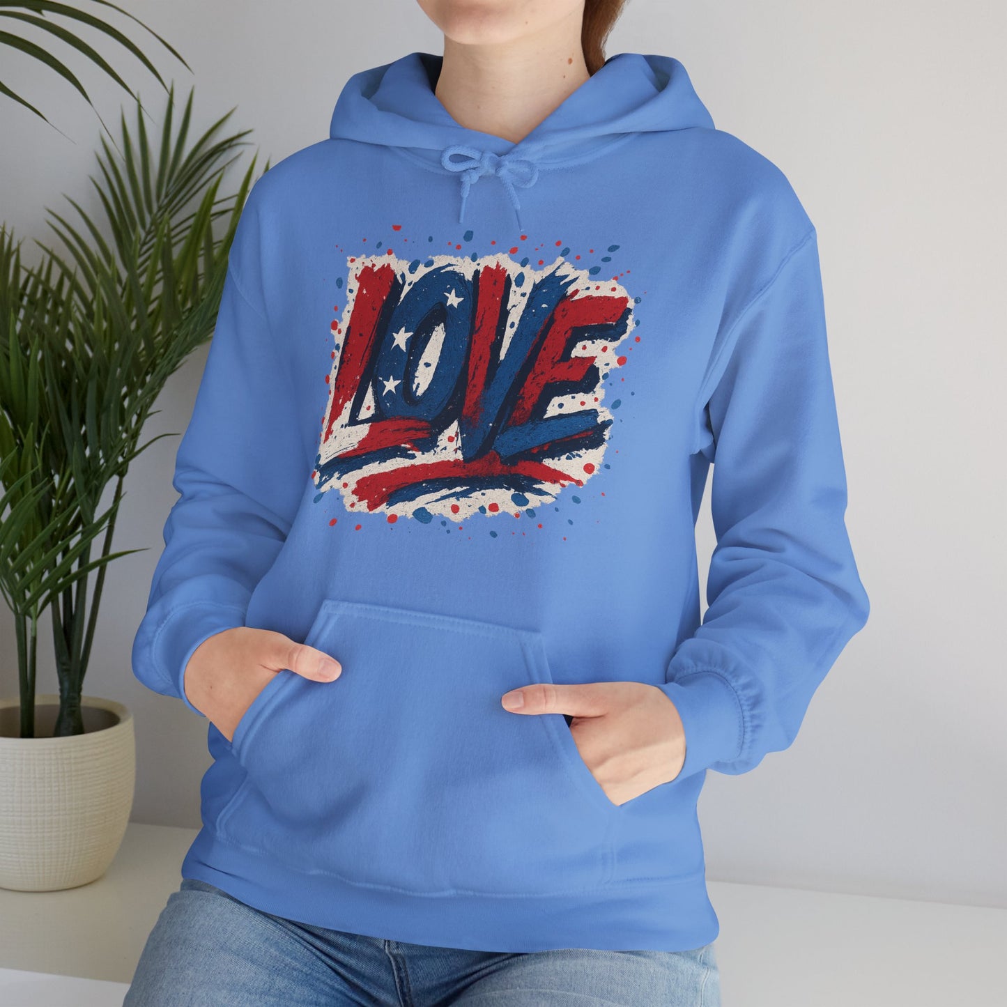 Unisex Hooded Sweatshirt with 'LOVE' Design - Cozy Gift for Friends, Valentine's Day, Casual Wear, Relaxation, Everyday Use