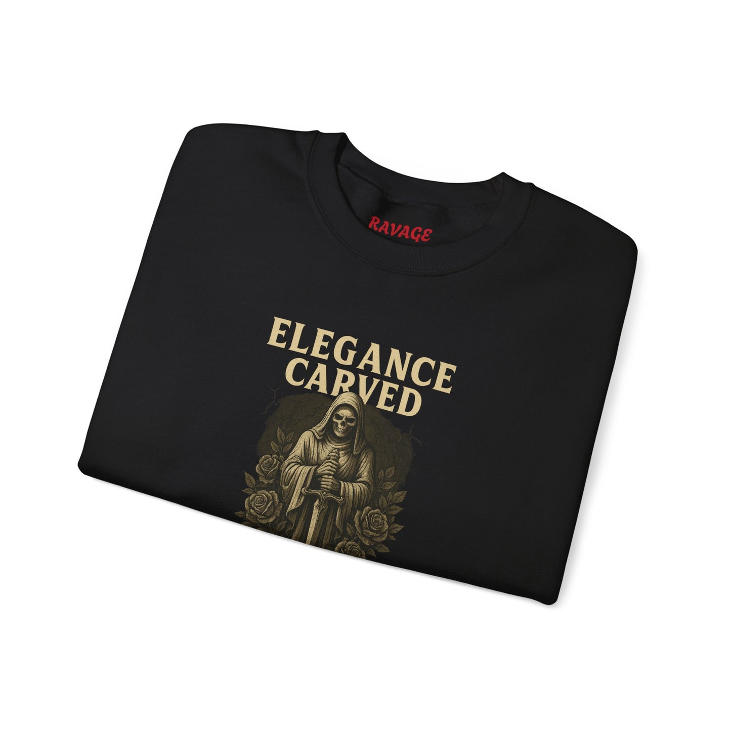 ELEGANCE CARVED IN CHAOS Unisex Crewneck Sweatshirt – Heavy Blend Pullover for Casual Wear | Cozy Streetwear Gift for Her, Feminist Fashion Statement