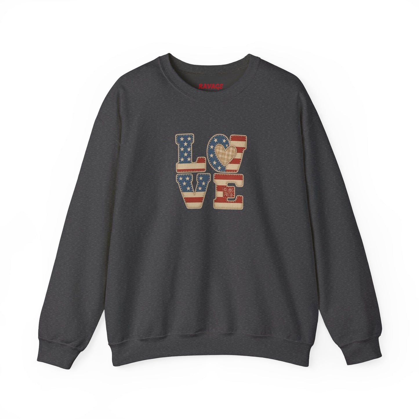 Patriotic Love Sweatshirt | Unisex Crewneck, Cozy Top for Celebrations, Gifts, Independence Day, Casual Style, Everyday Comfort