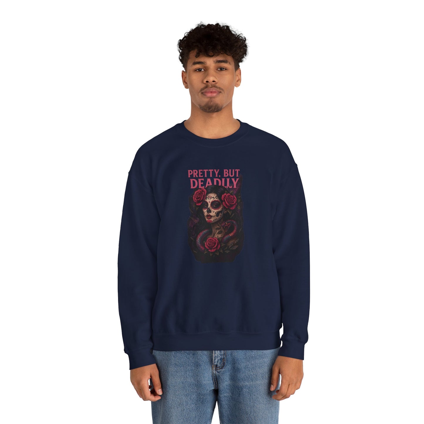 PRETTY BUT DEADLY Unisex Crewneck Sweatshirt – Heavy Blend Pullover for Casual Wear | Cozy Streetwear Gift for Her, Feminist Fashion Statement