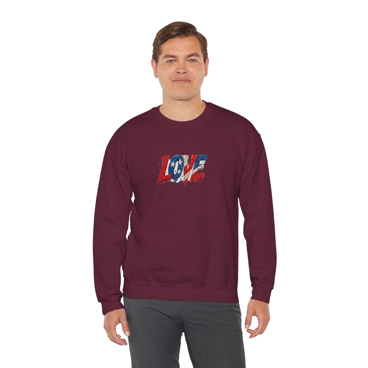 Patriotic Love Sweatshirt | Unisex Crewneck, Cozy Top for Celebrations, Gifts, Independence Day, Casual Style, Everyday Comfort