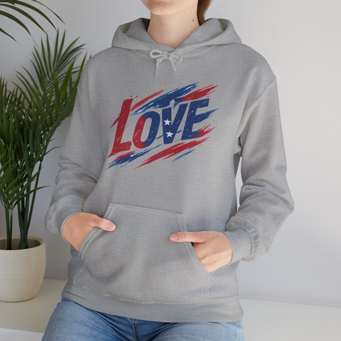Unisex Hooded Sweatshirt with 'LOVE' Design - Cozy Gift for Friends, Valentine's Day, Casual Wear, Relaxation, Everyday Use
