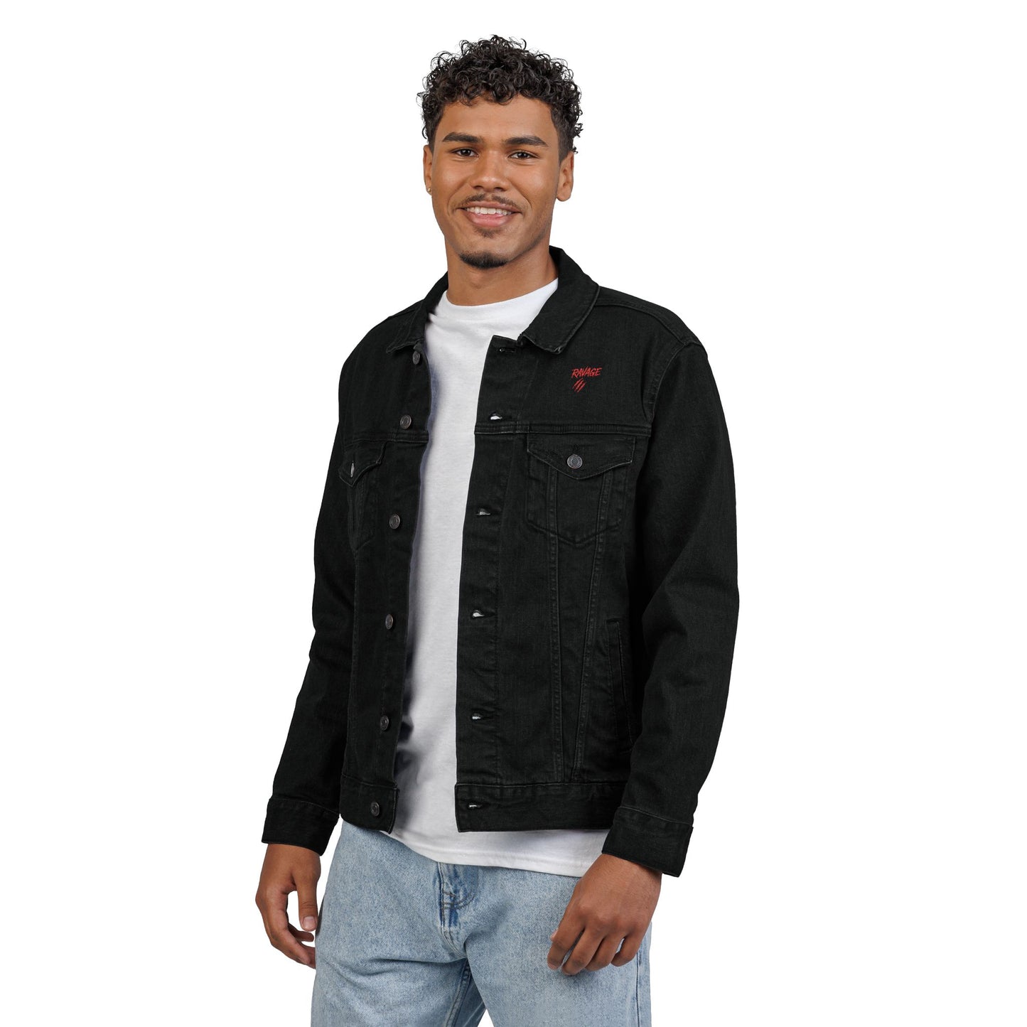 "Unleash the Ravage Within" Embroidered Denim Jacket – Bold Unisex Streetwear for Men & Women | Fall Fashion Layer | Edgy Gift Idea